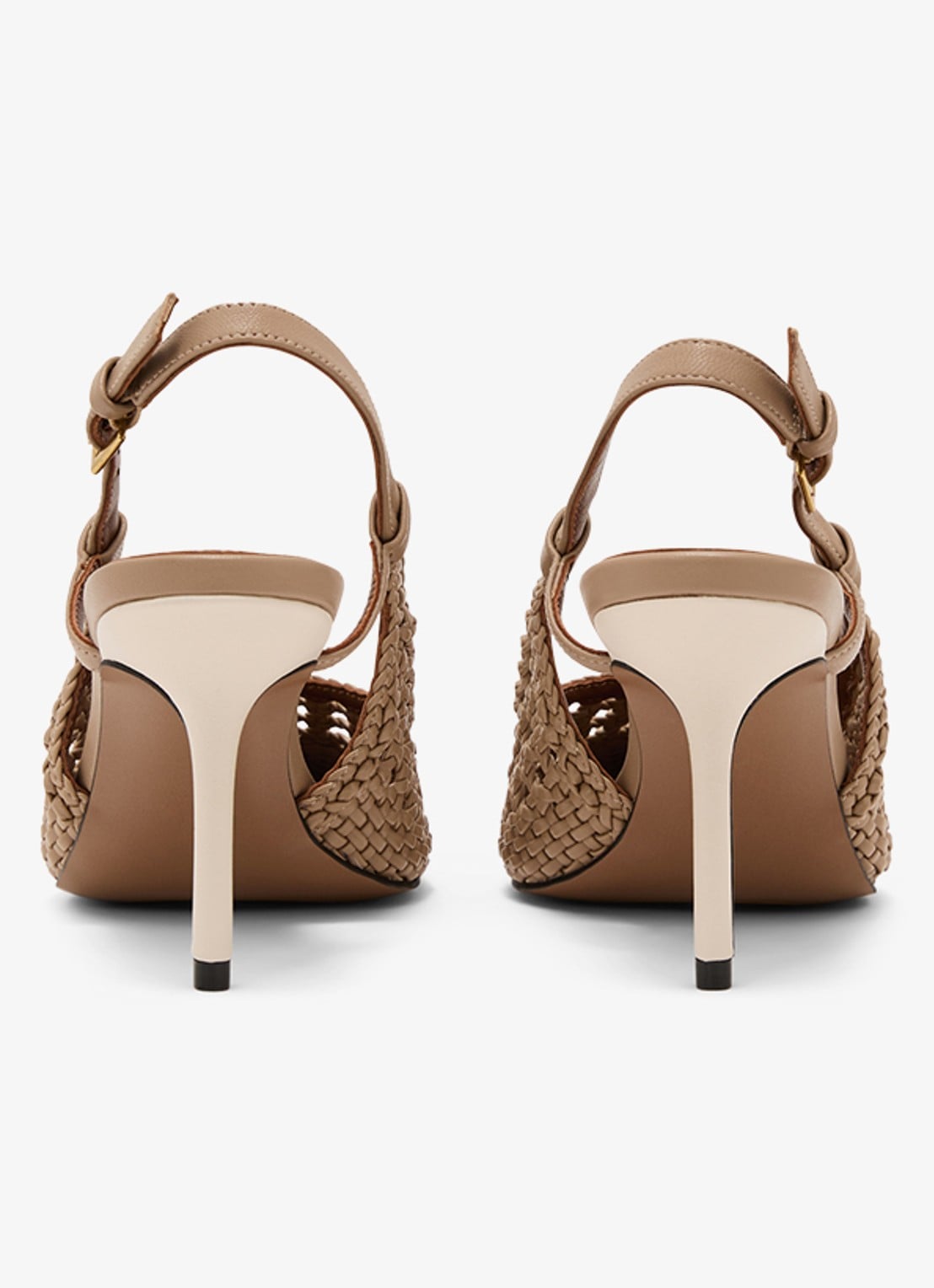 Reiss Lena slingback van geitenleer met gevlochten detail - achterkant 4 bruin