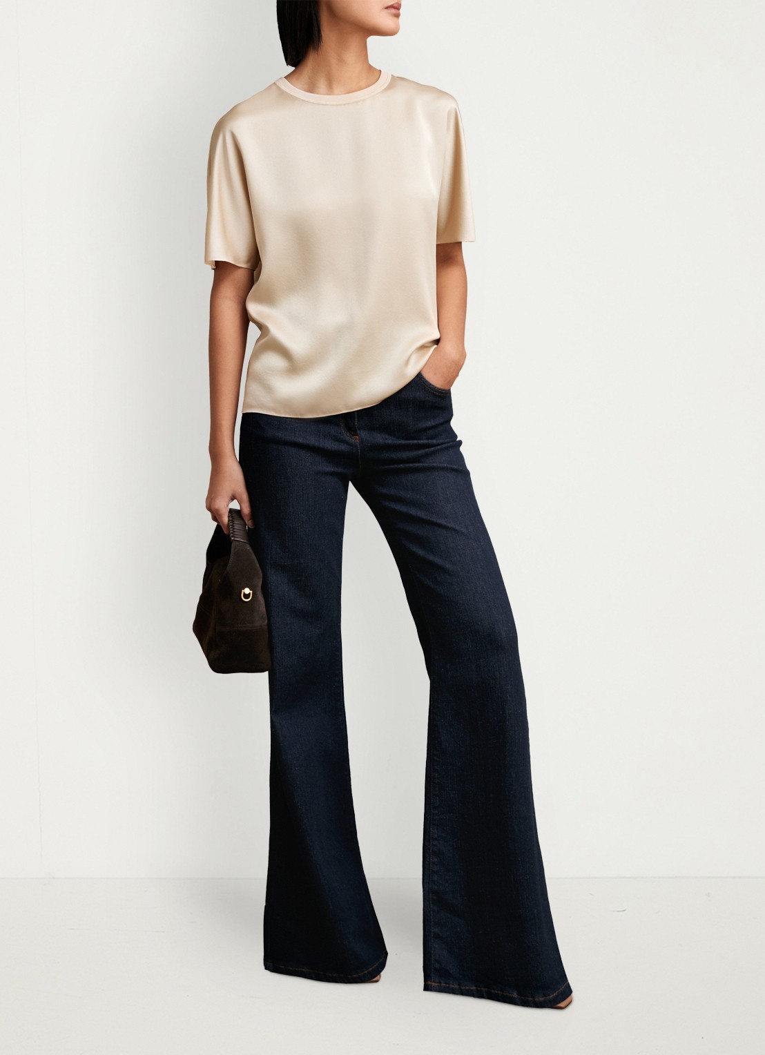 Reiss Lena top van zijde - voorkant 6 beige