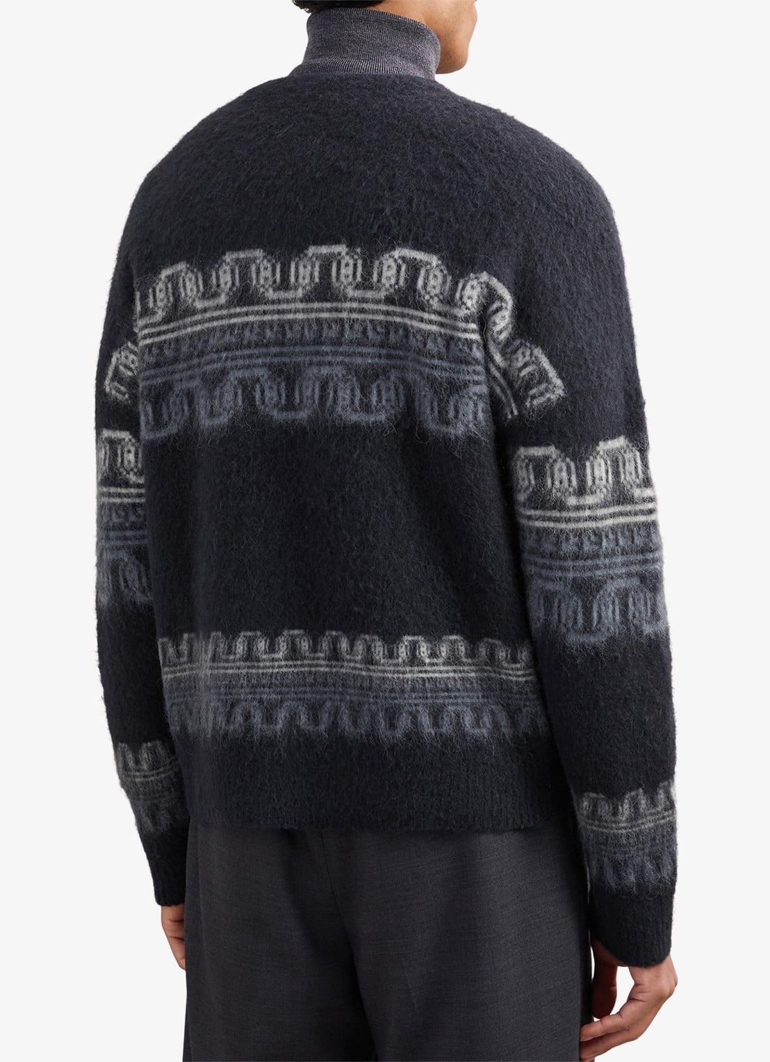 Reiss Lennox in wolblend met ingebreid patroon - achterkant 6 navy / blauw