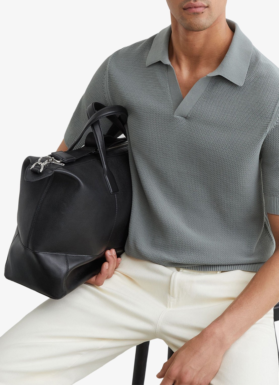 Reiss Leon regular fit polo  - detail grijs