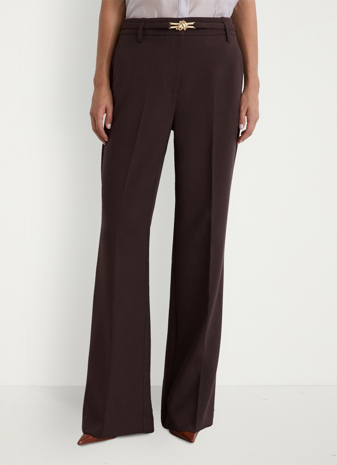 Reiss Leona high waist flared fit pantalon - detail aubergine