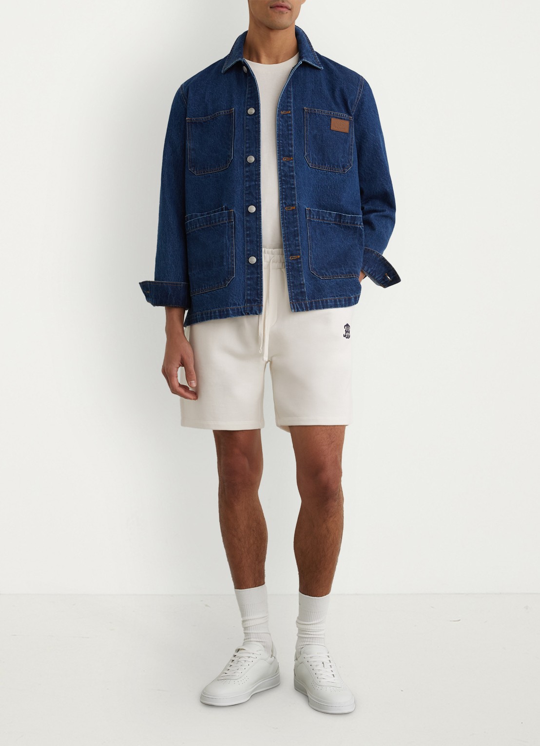 Reiss Levin straight fit korte broek met steekzakken - voorkant 3 gebroken wit