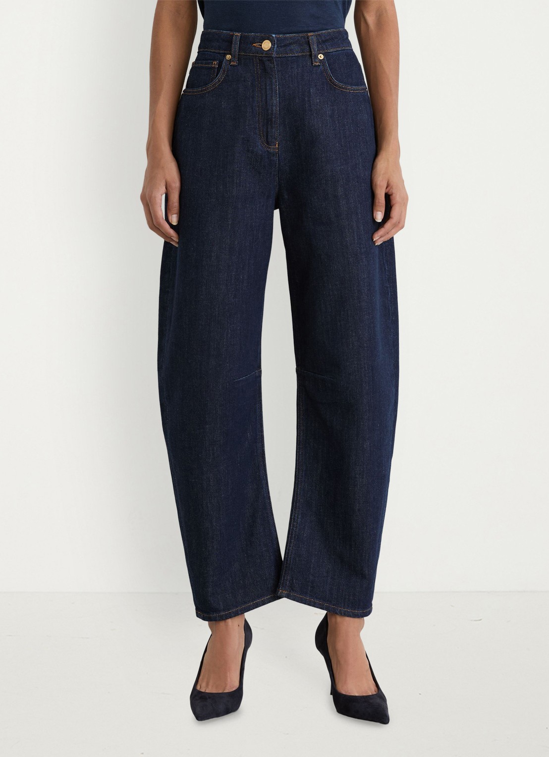 Reiss Levitt high waist barrel fit jeans met steekzakken - detail 3 donkerblauw