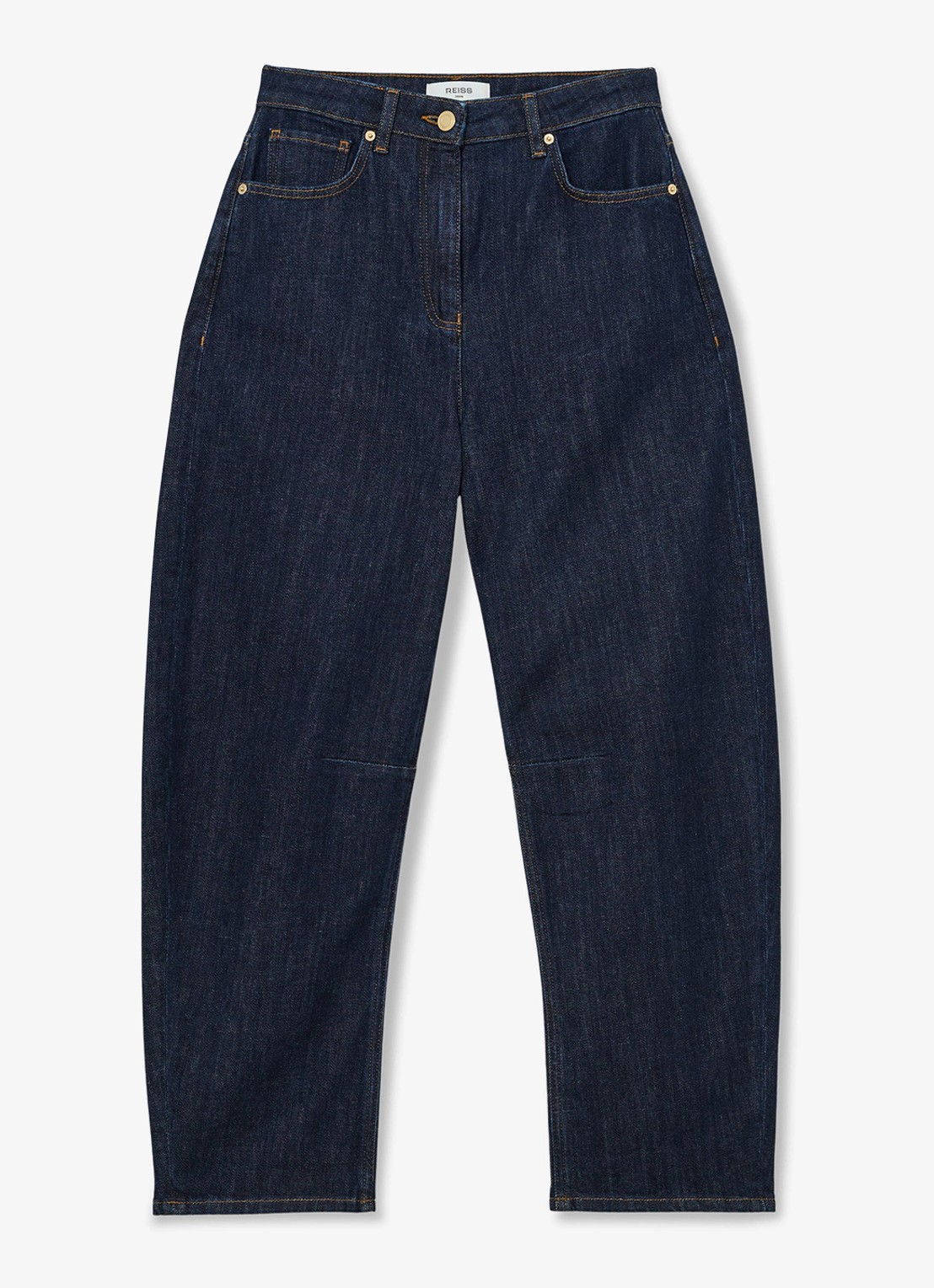 Reiss Levitt high waist barrel fit jeans met steekzakken - voorkant donkerblauw