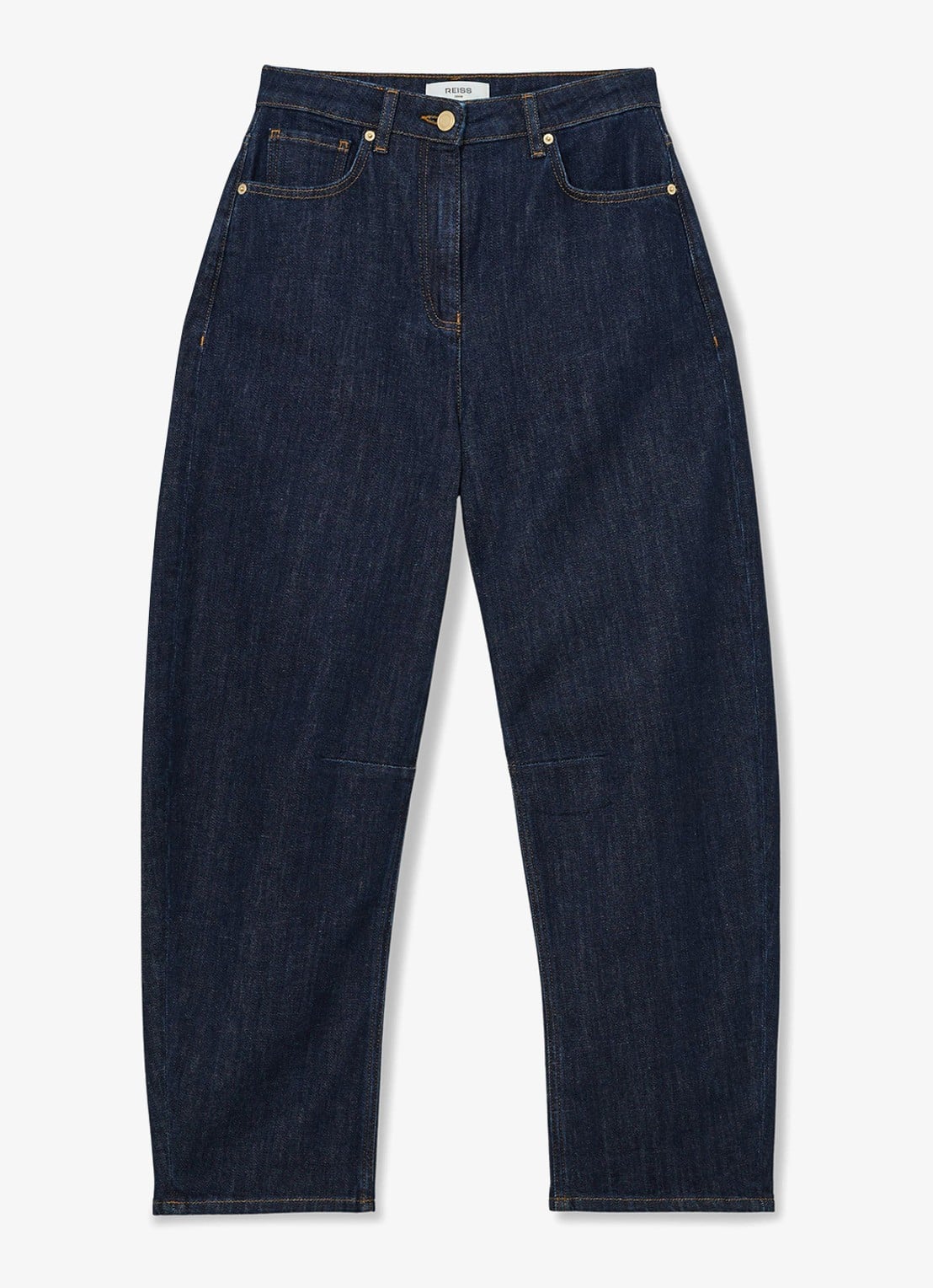 Reiss Levitt high waist loose fit jeans met donkere wassing - voorkant 6 donkerblauw