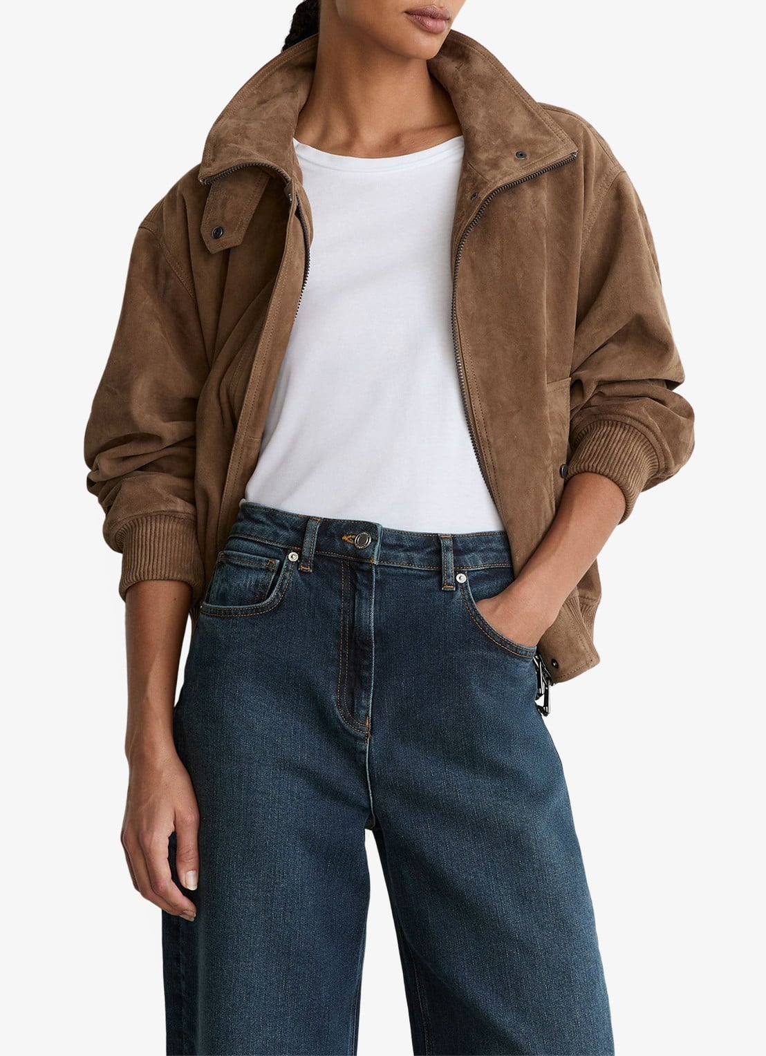 Reiss Levitt mid waist loose fit jeans met steekzakken - detail 3 donkerblauw