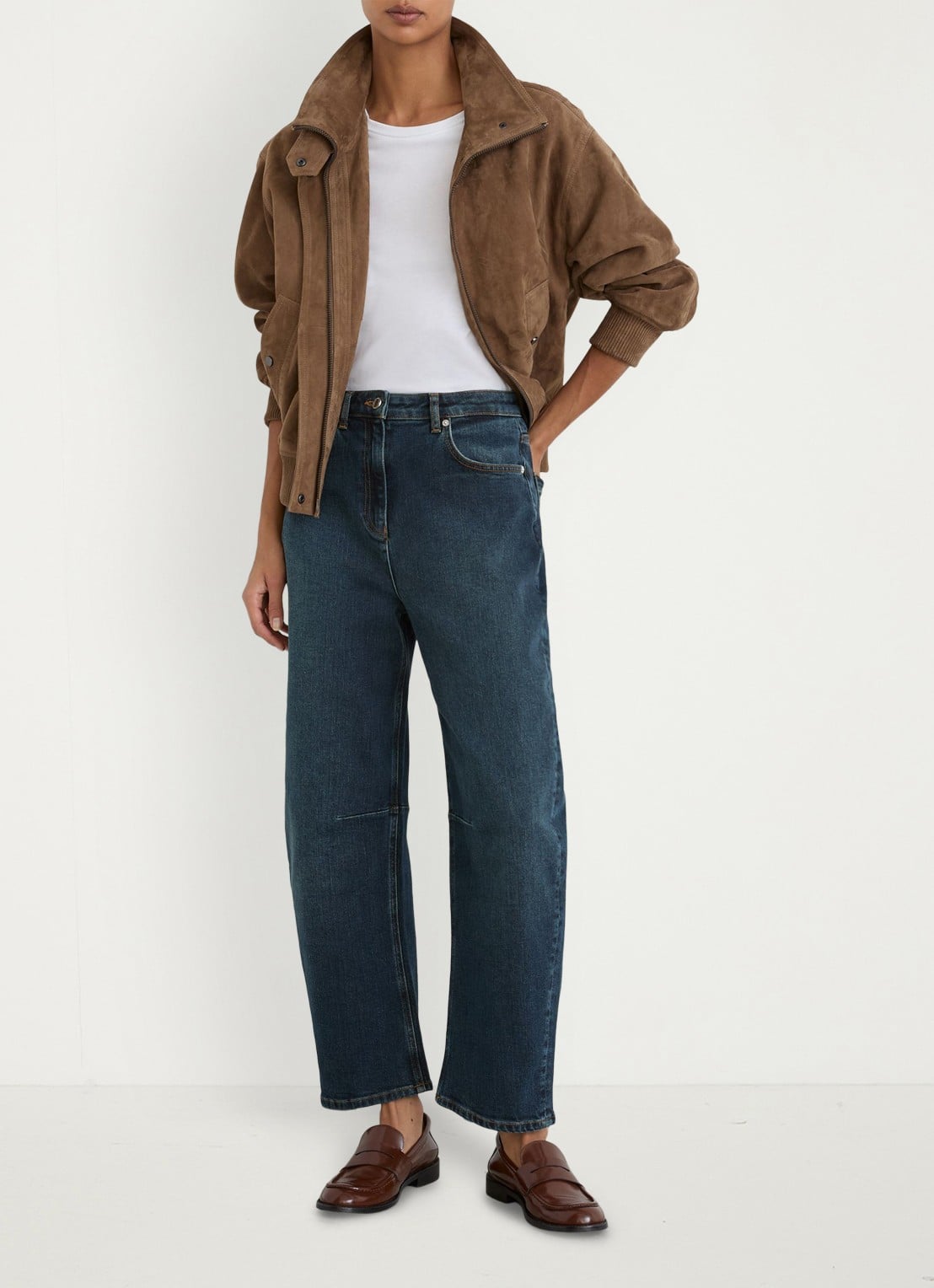 Reiss Levitt mid waist loose fit jeans met steekzakken - voorkant 6 donkerblauw