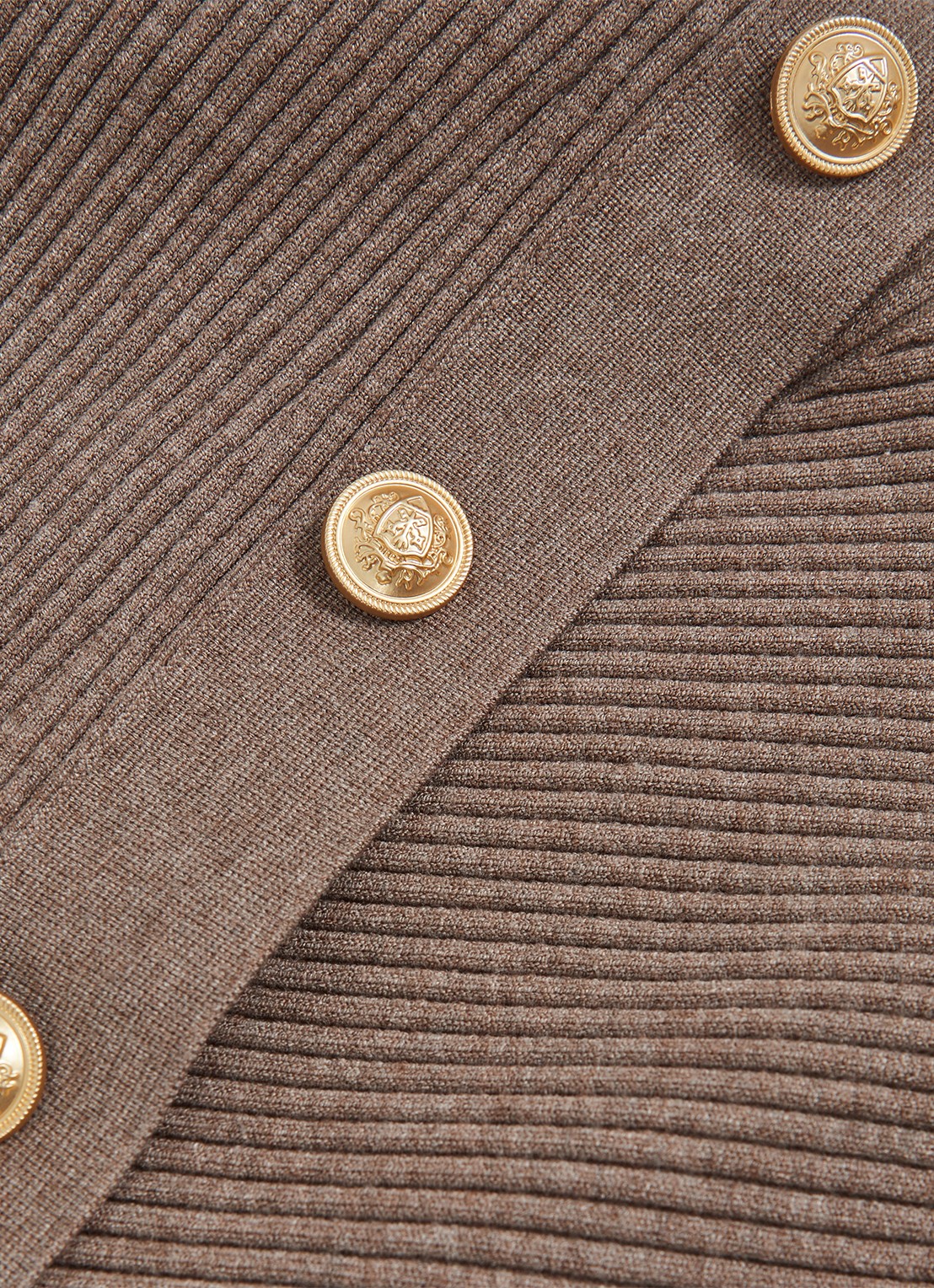 Reiss LEXI Rib-Knit Button Shawl Jumper - detail 6 taupe
