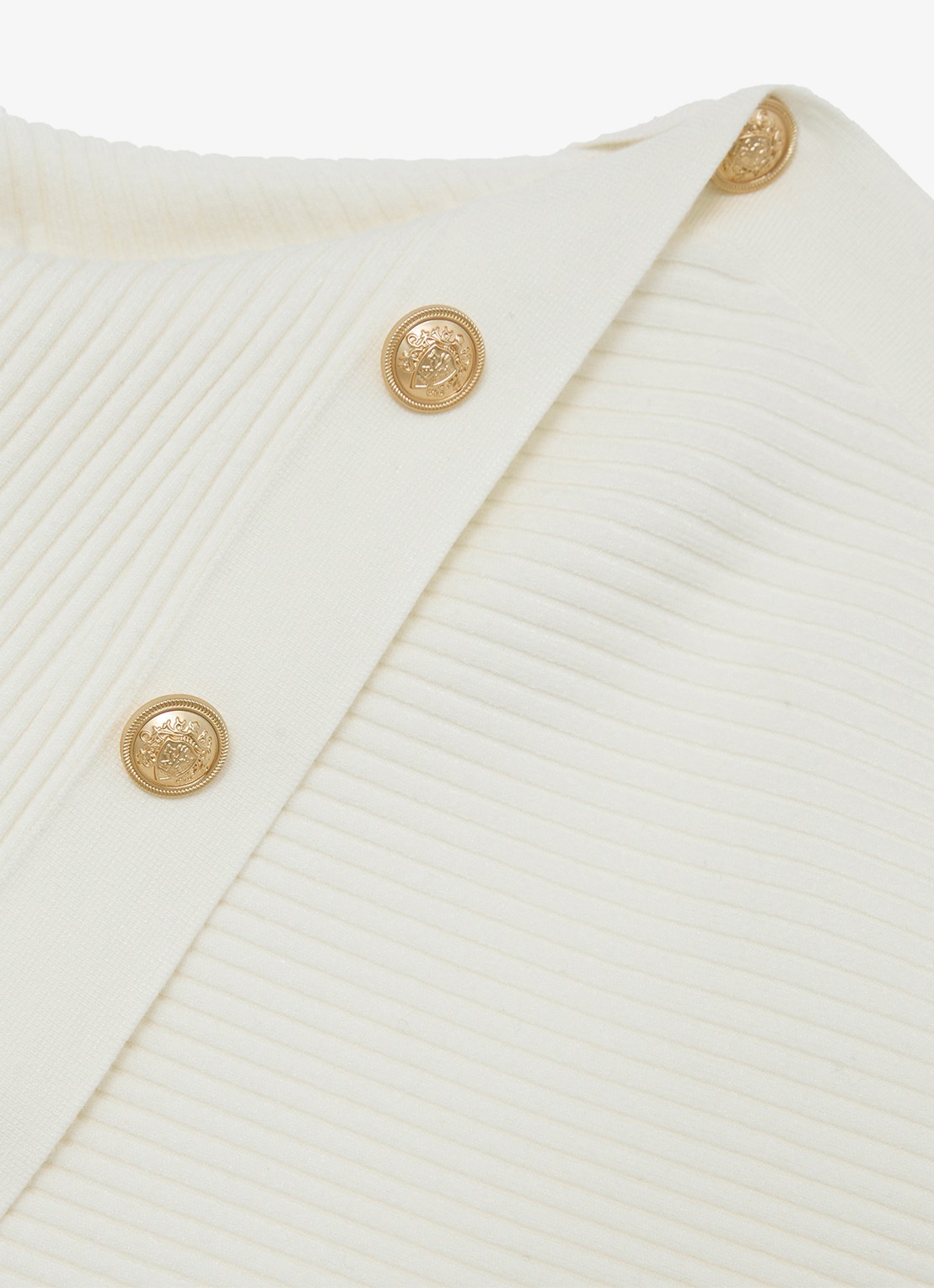 Reiss LEXI Rib-Knit Button Shawl Jumper - detail 4 wit