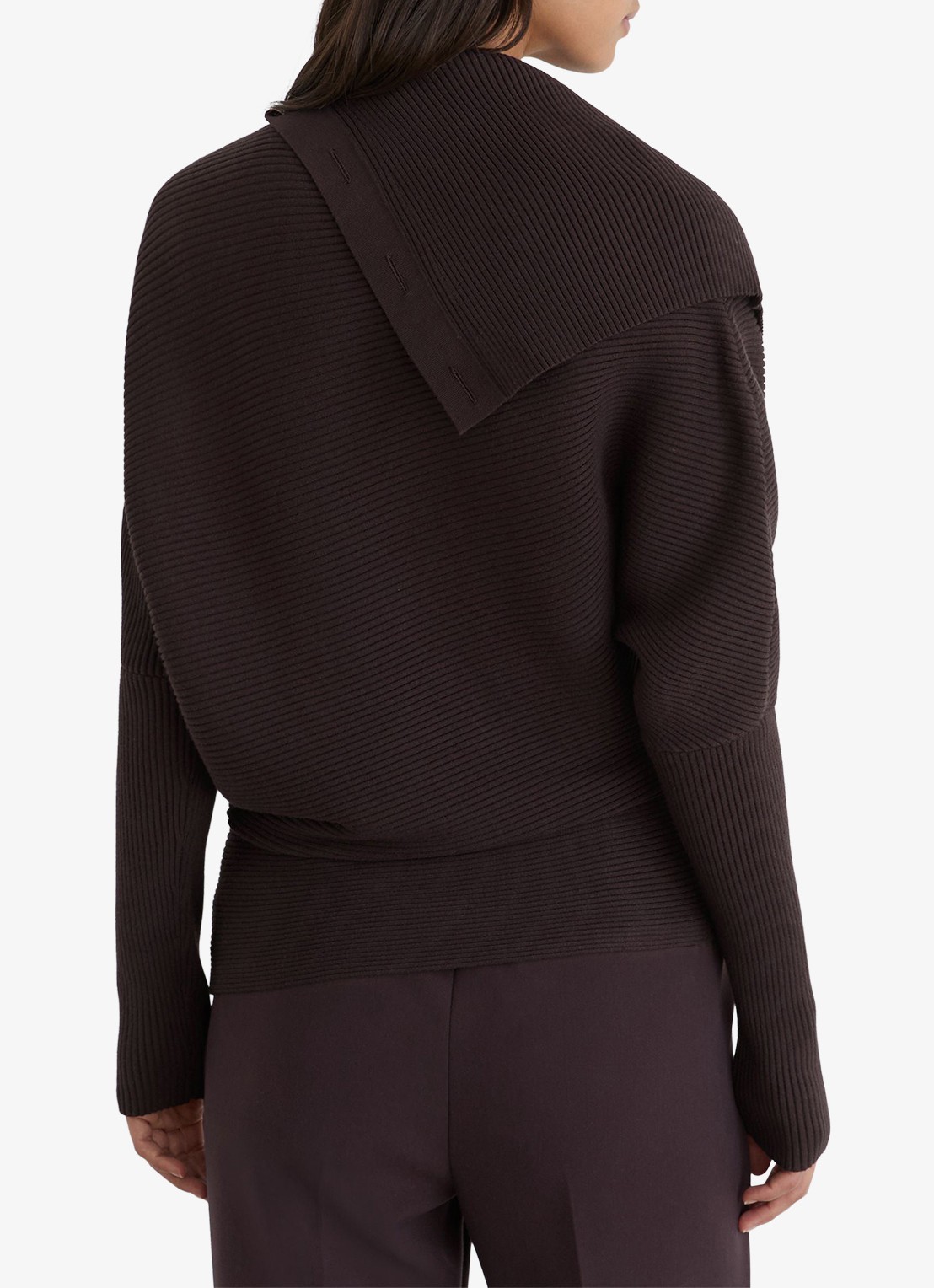Reiss LEXI Rib-Knit Button Shawl Jumper - achterkant 4 paars