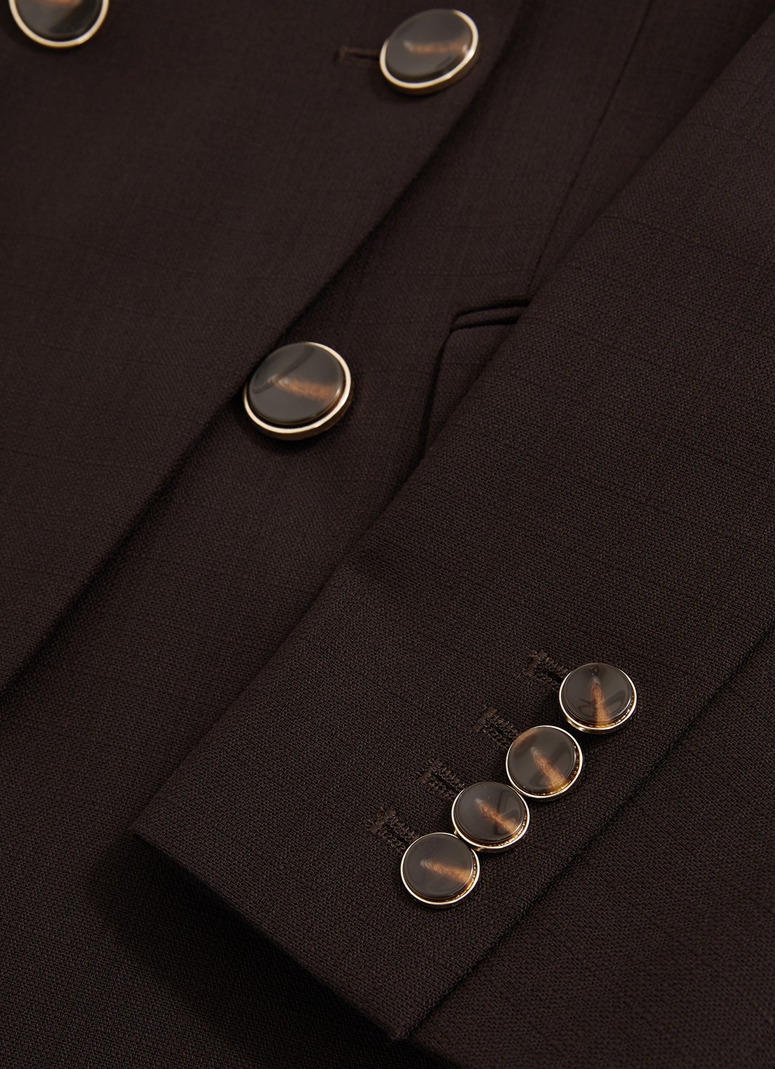 Reiss Lia double-breasted blazer in wolblend - detail 2 chocoladebruin