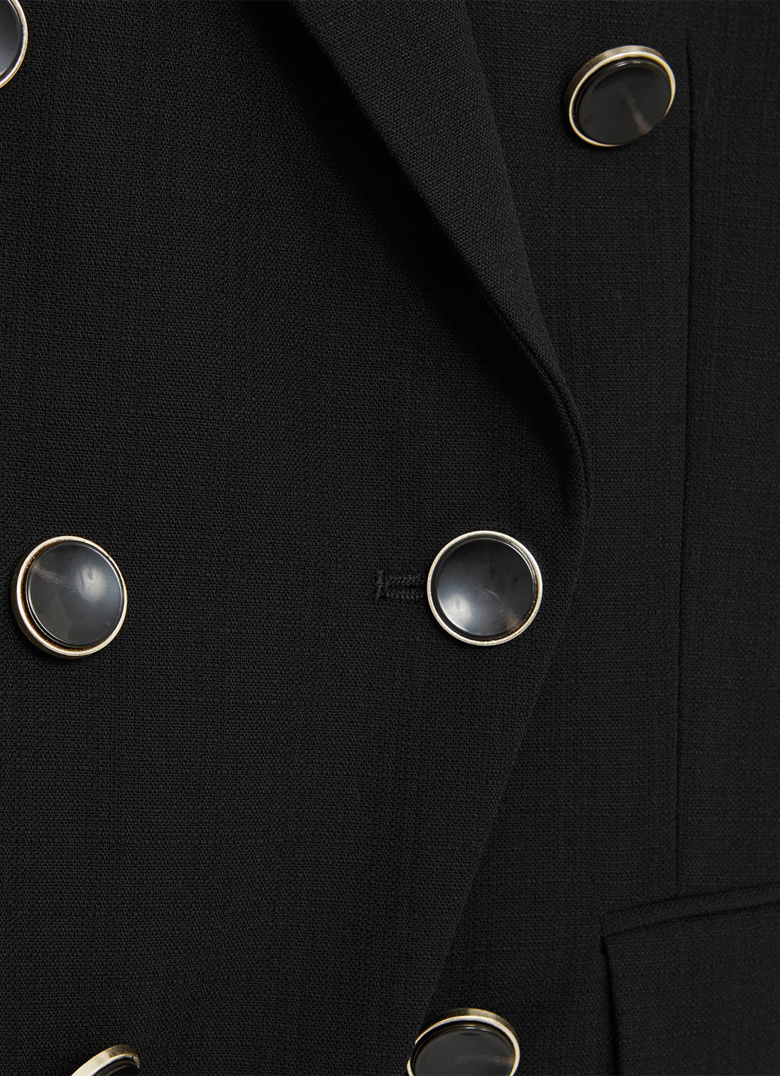 Reiss Lia double-breasted blazer in wolblend - detail 4 black / zwart