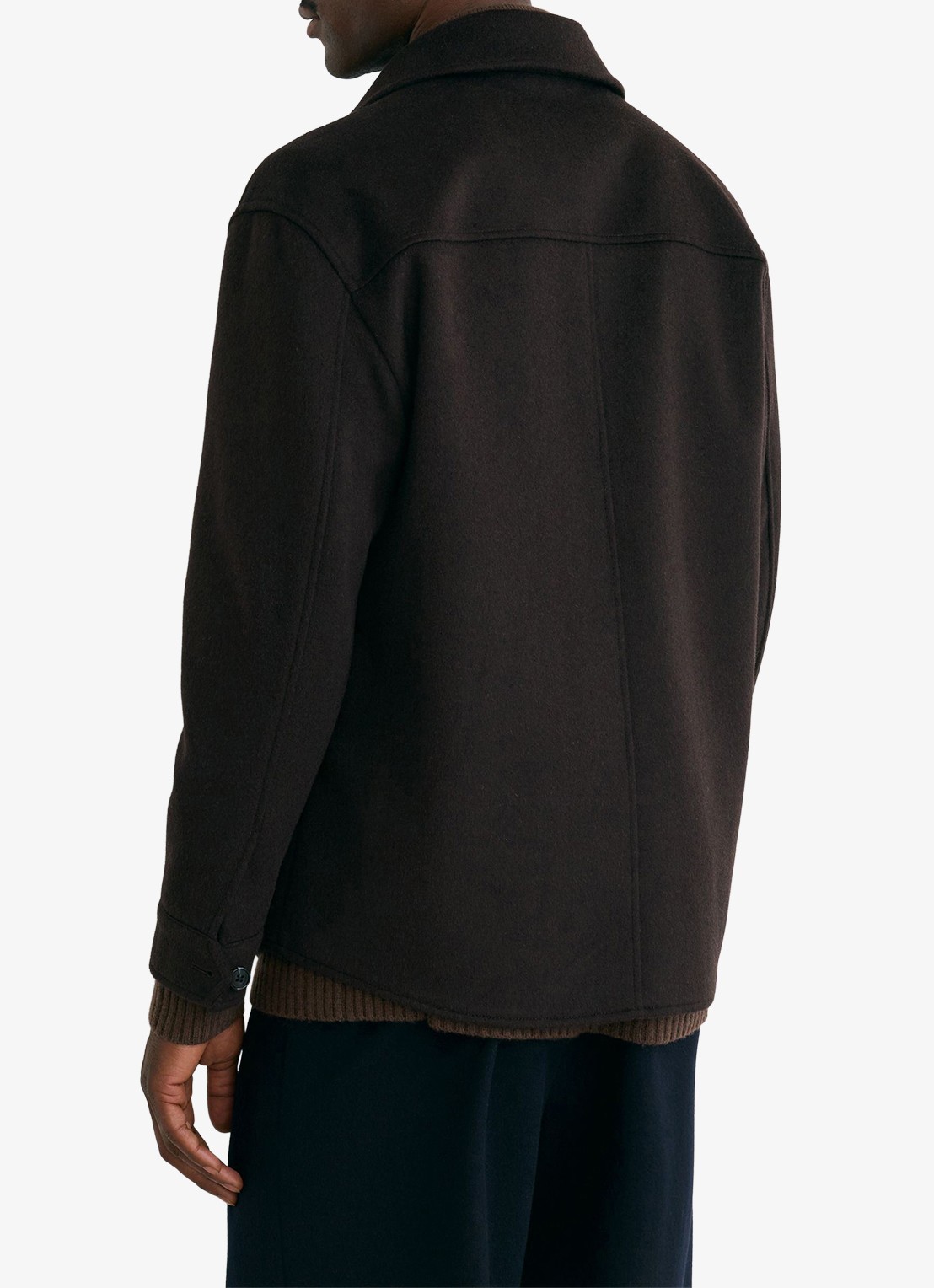 Reiss Liam overshirt in wolblend met borstzakken - achterkant 7 donkerbruin