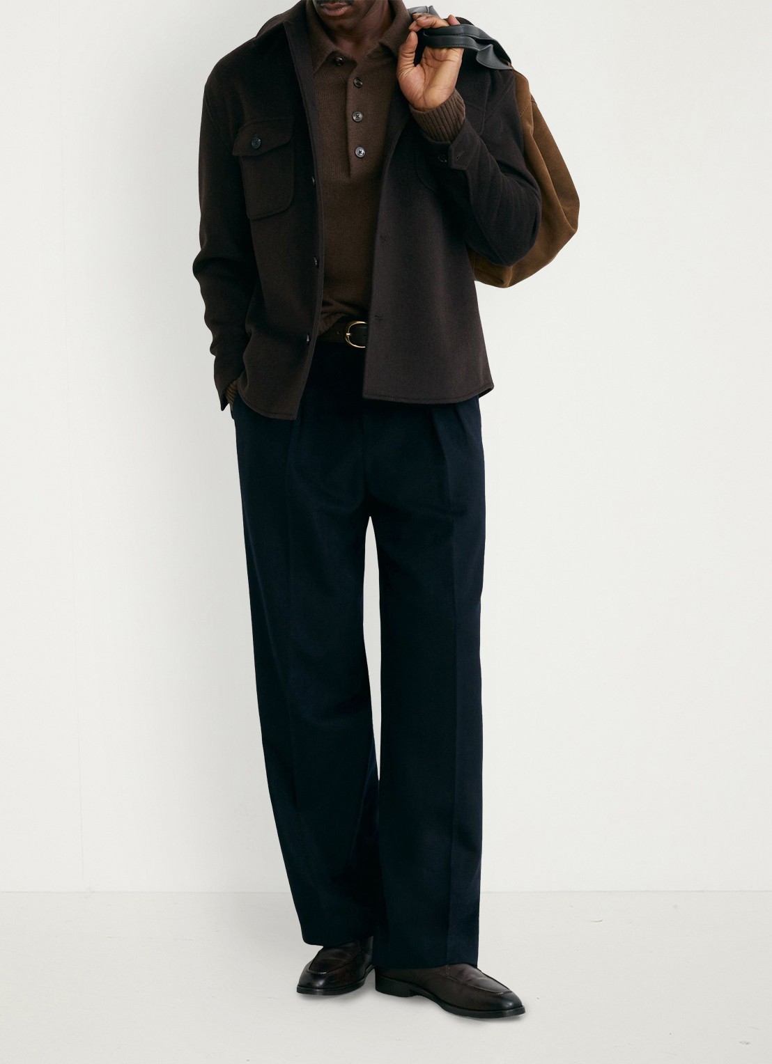 Reiss Liam overshirt in wolblend met borstzakken - detail 3 donkerbruin