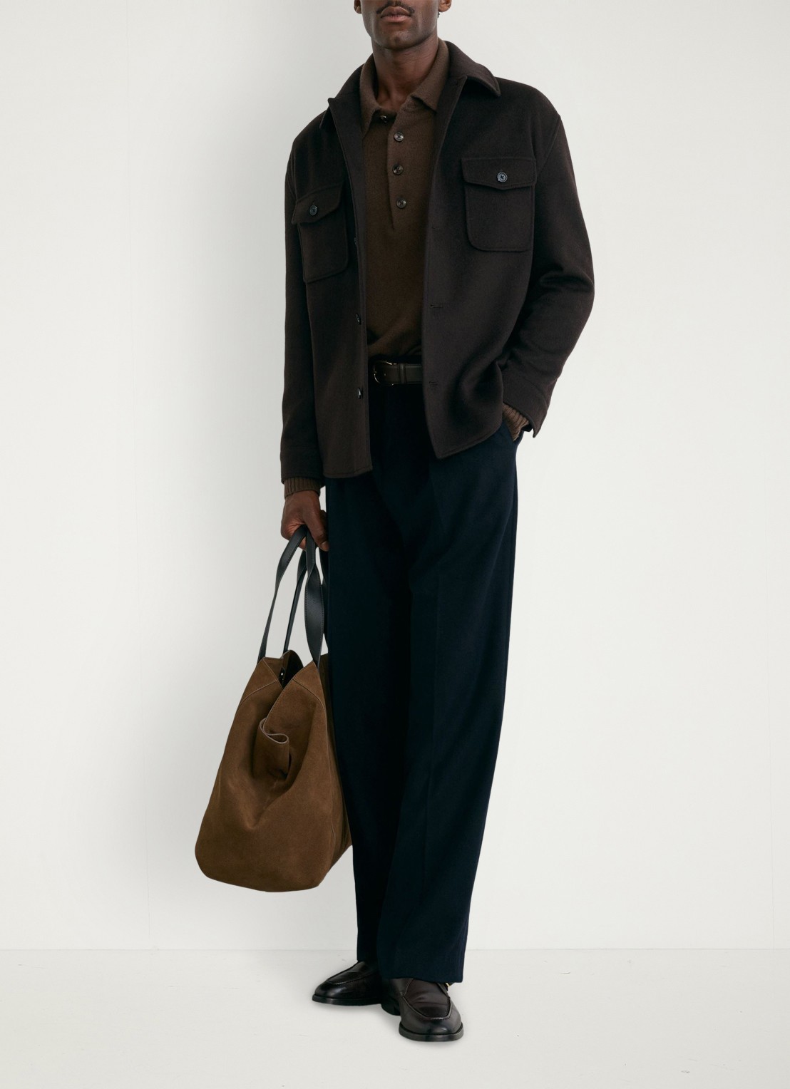 Reiss Liam overshirt in wolblend met borstzakken - voorkant 6 donkerbruin