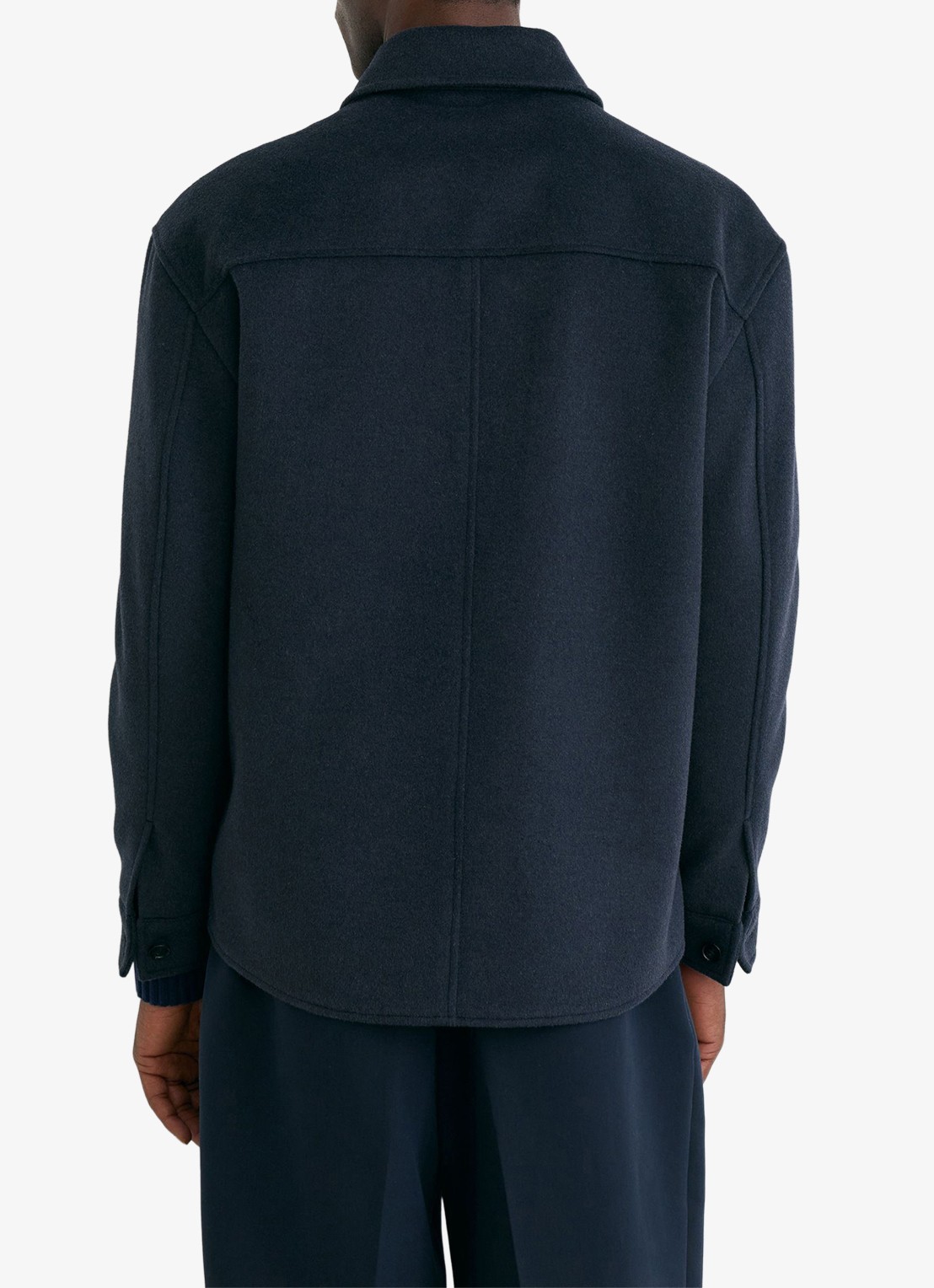 Reiss Liam overshirt in wolblend met borstzakken - achterkant 7 airforce blue / blauw