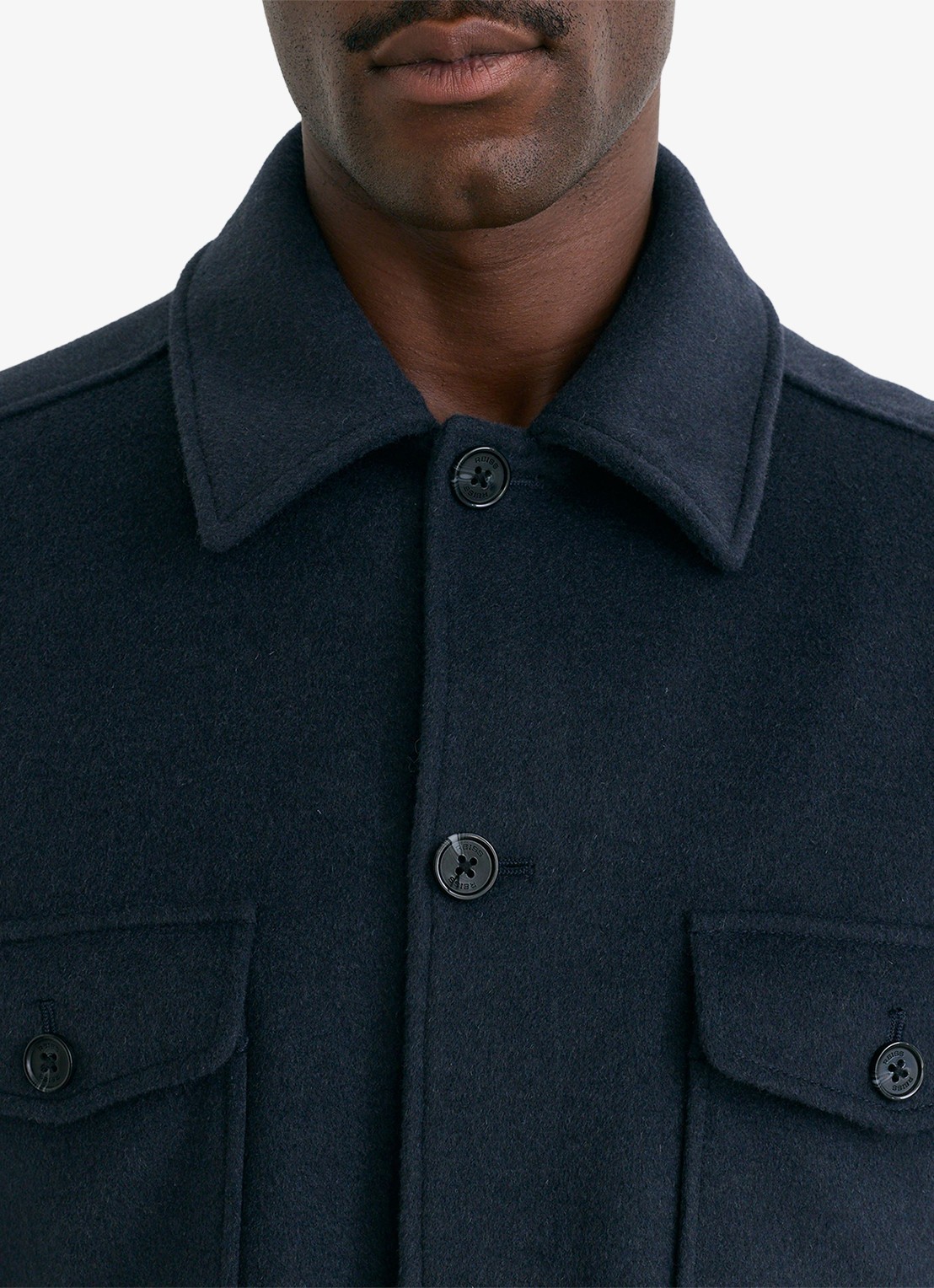 Reiss Liam overshirt in wolblend met borstzakken - detail 2 airforce blue / blauw