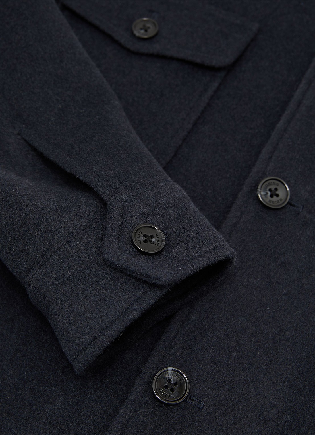 Reiss Liam overshirt in wolblend met borstzakken - detail 4 airforce blue / blauw