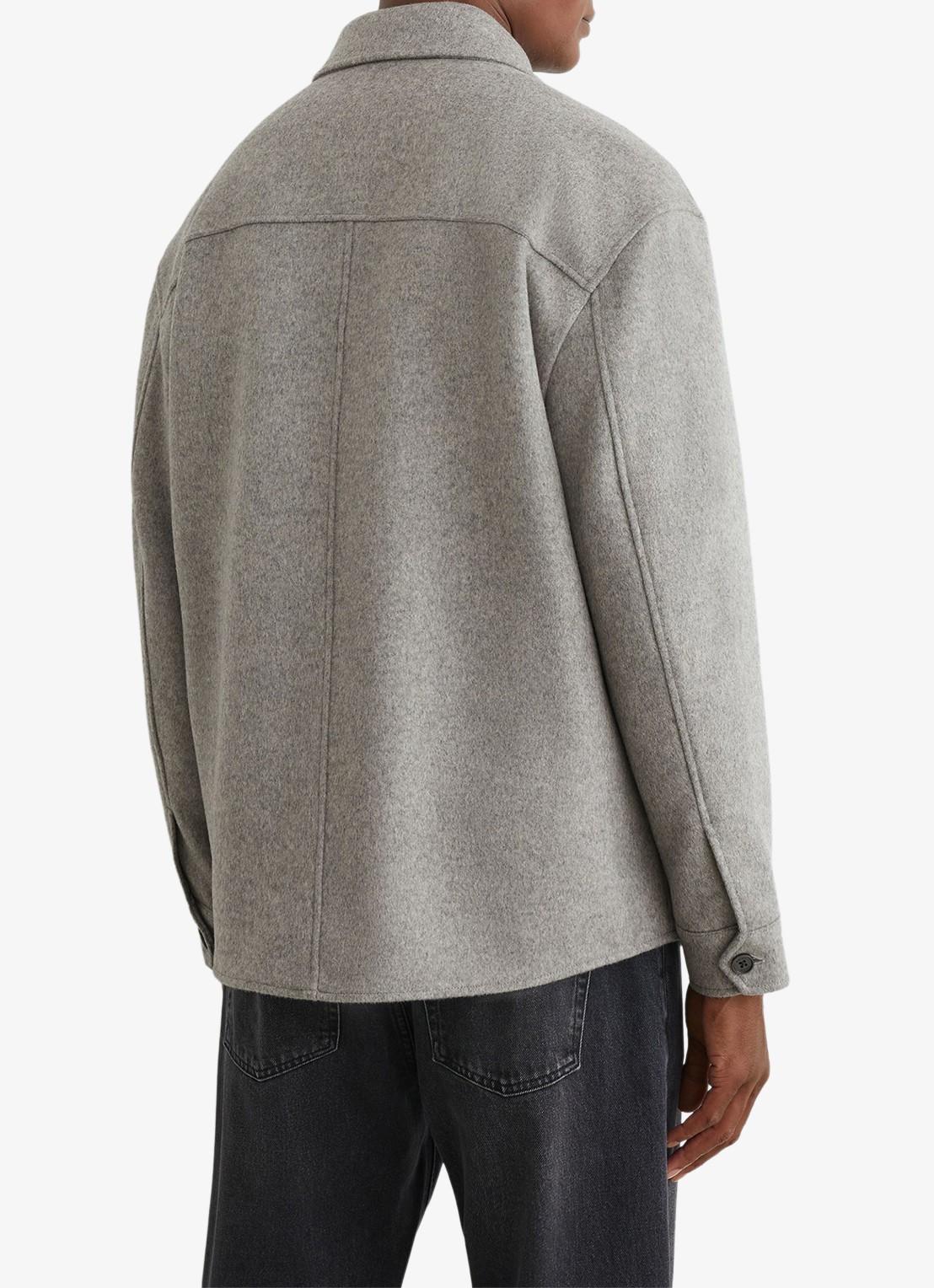 Reiss Liam overshirt in wolblend met borstzakken - achterkant 7 soft grey / grijs