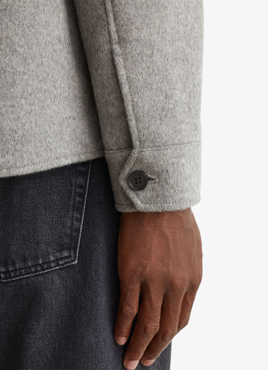 Reiss Liam overshirt in wolblend met borstzakken - detail 3 soft grey / grijs
