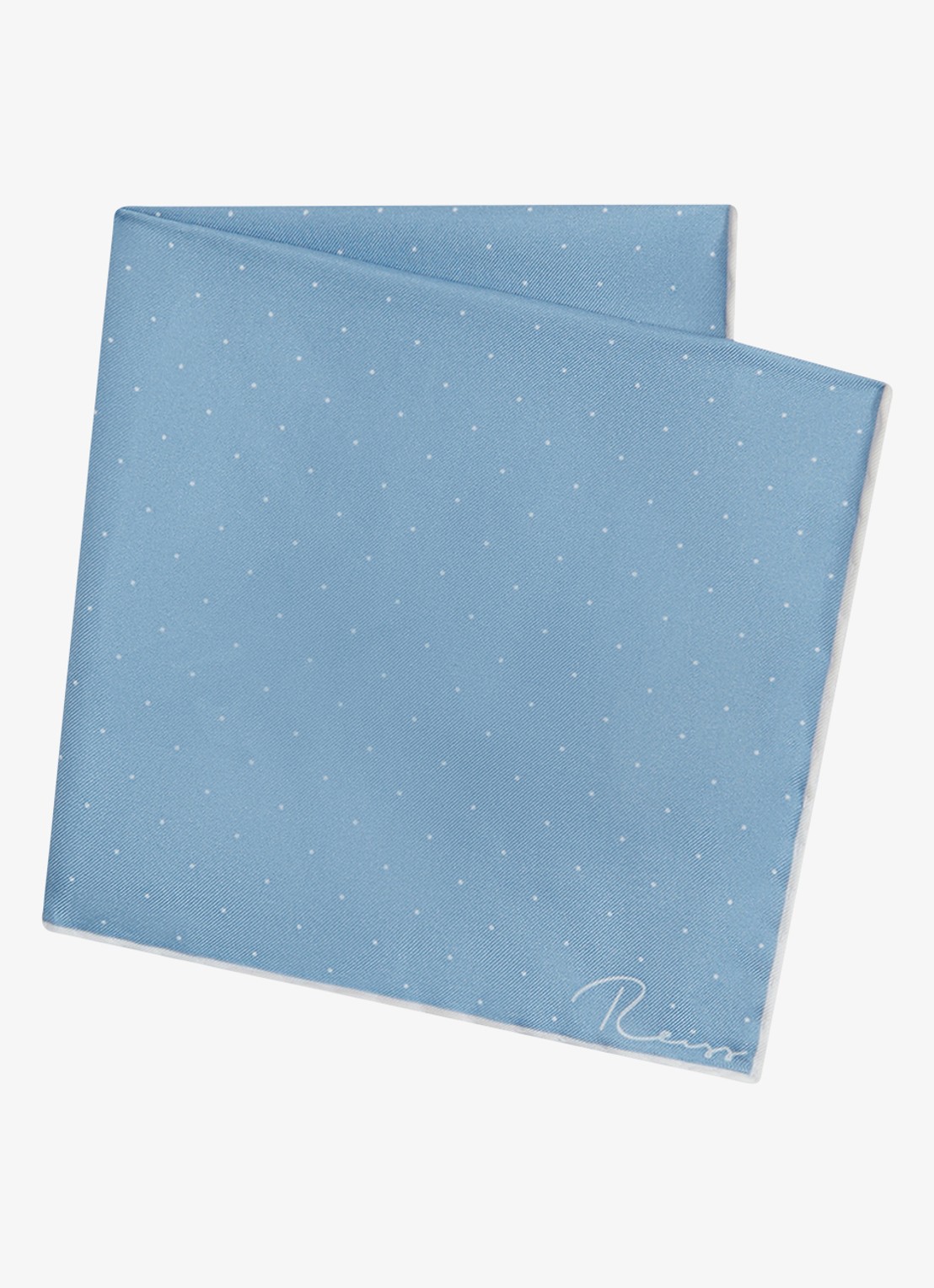 Reiss Liam pochet van zijde met stippenprint 31 x 31 cm - detail 3 lichtblauw