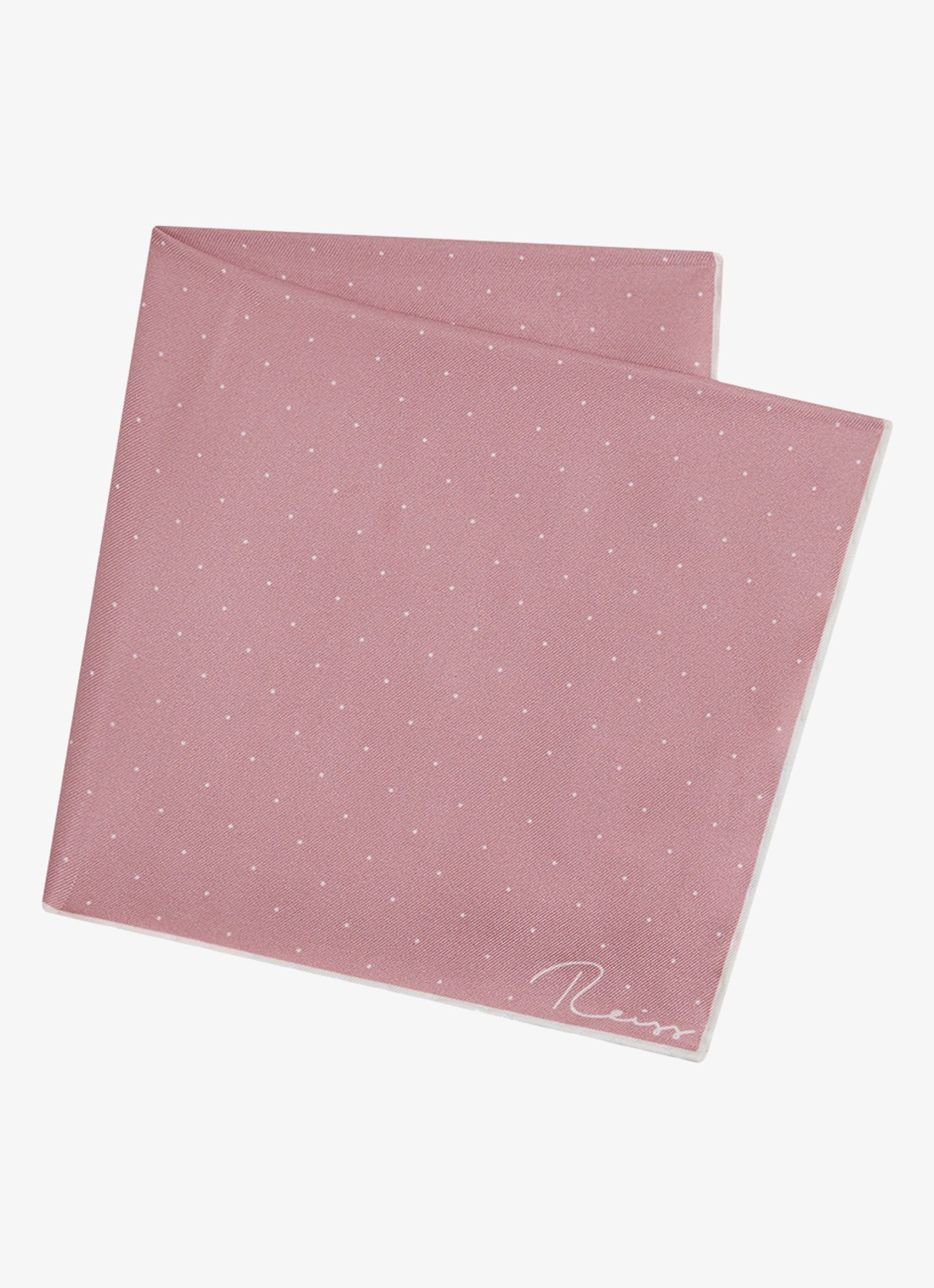 Reiss Liam pochet van zijde met stippenprint 31 x 31 cm - achterkant oudroze