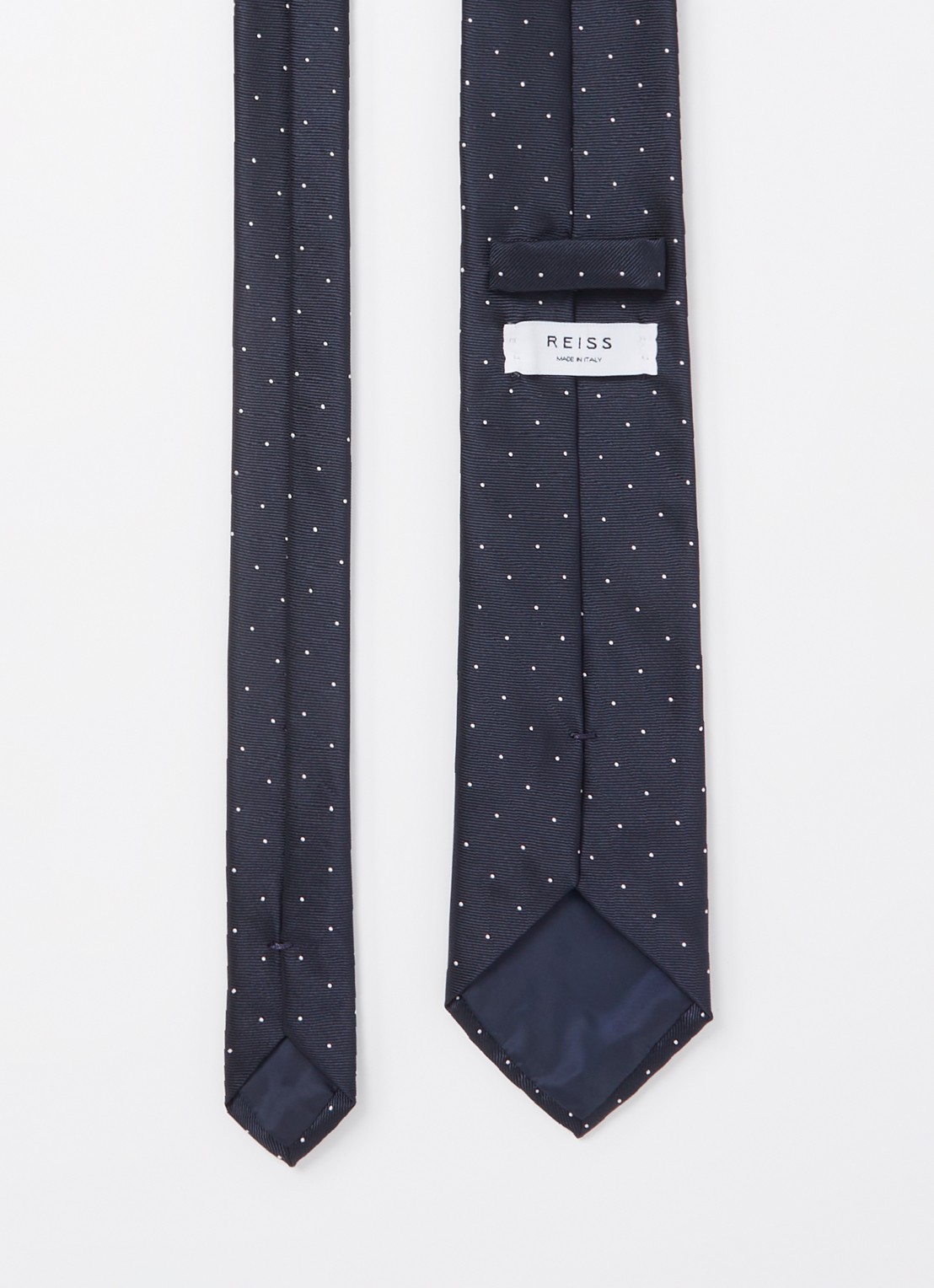 Reiss Liam stropdas in zijdeblend met stippenprint  - detail 3 donkerblauw