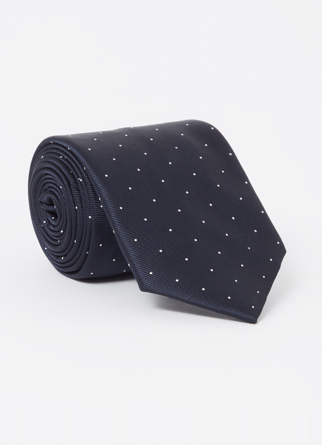Reiss Liam stropdas in zijdeblend met stippenprint  - voorkant donkerblauw