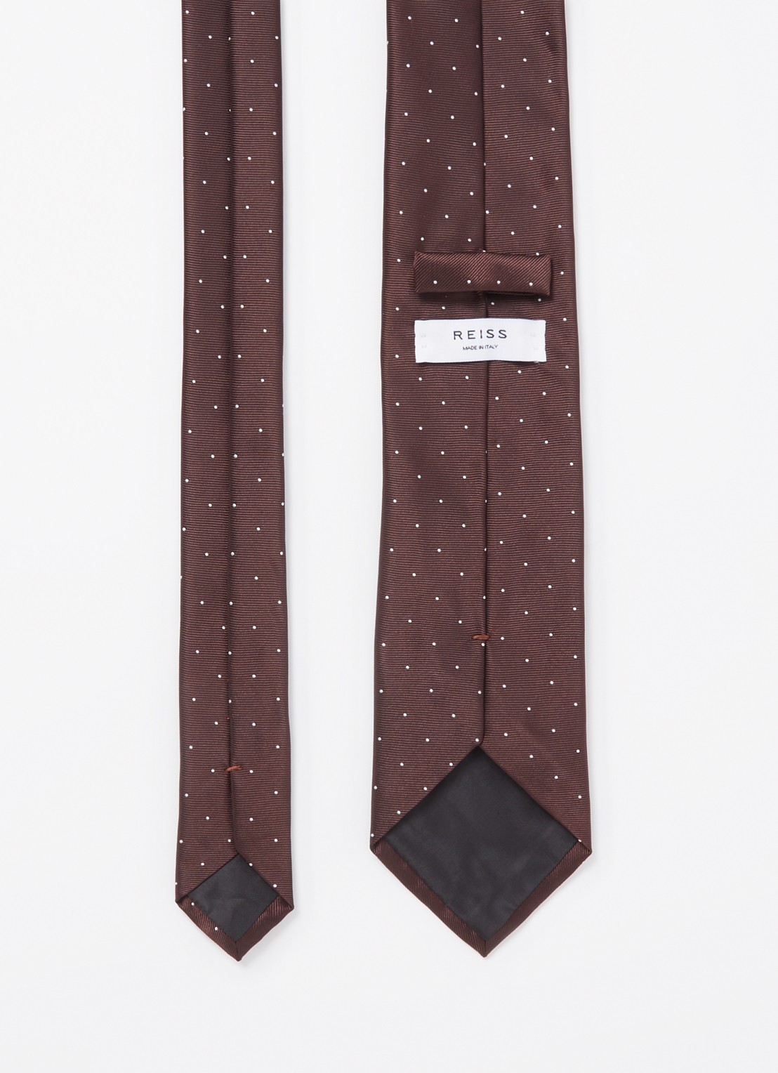 Reiss Liam stropdas in zijdeblend met stippenprint  - detail 3 bordeauxrood