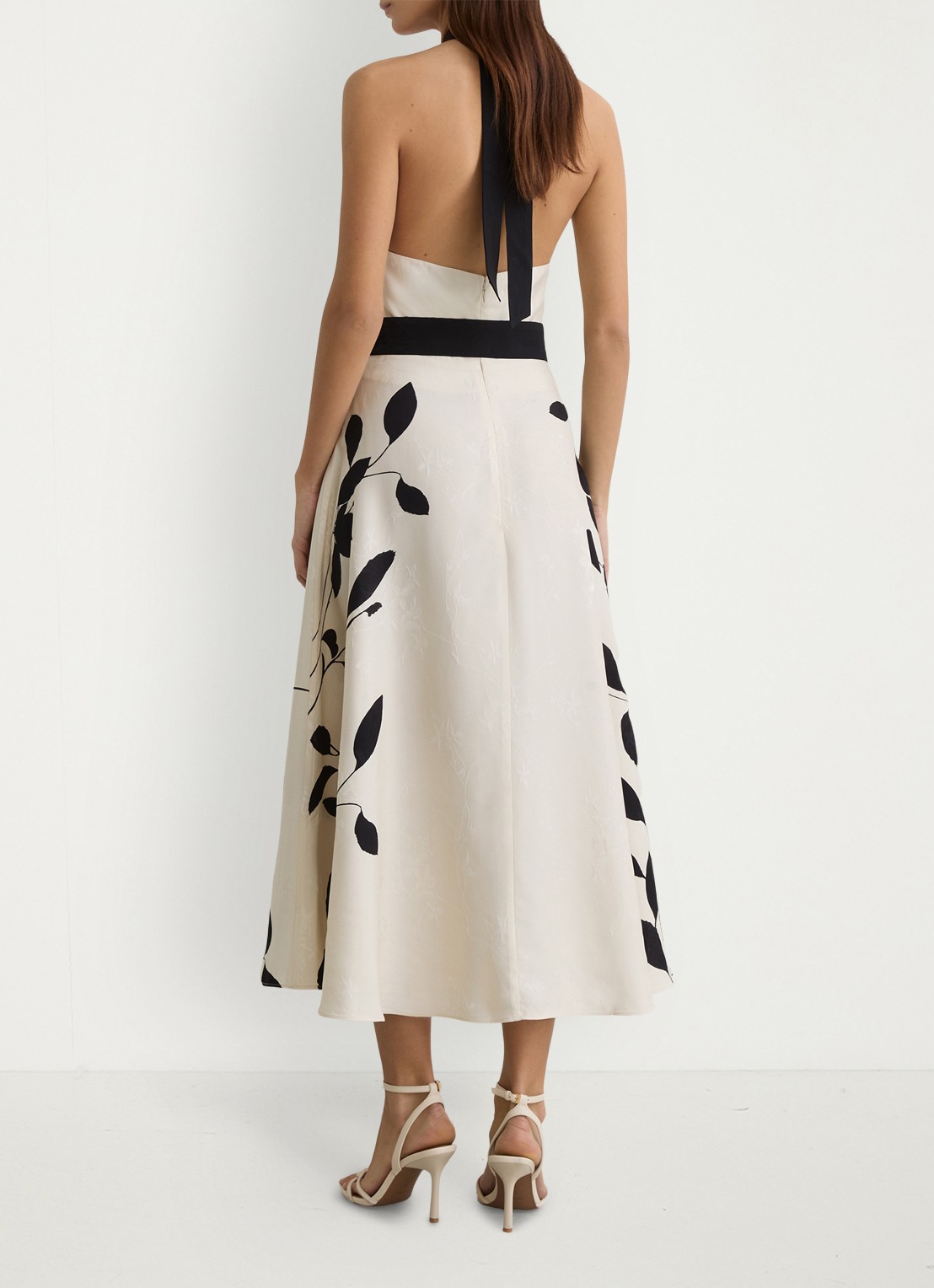 Reiss Libby midi jurk met bloemenprint - achterkant ivoor