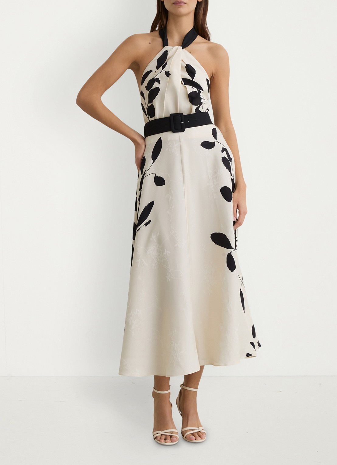 Reiss Libby midi jurk met bloemenprint - voorkant 3 ivoor