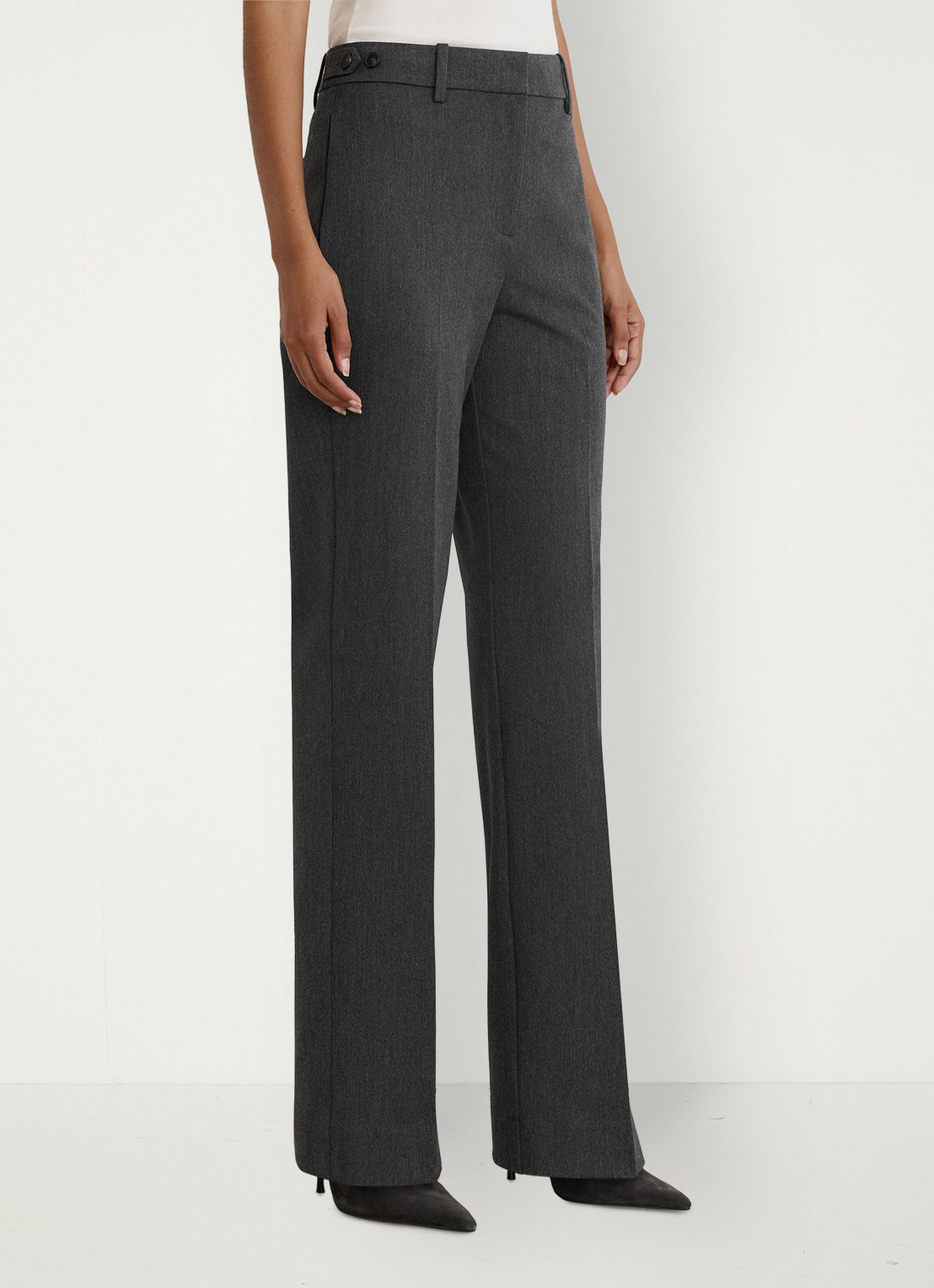 Reiss Lina high waist straight fit pantalon met persplooi - detail 2 grijs