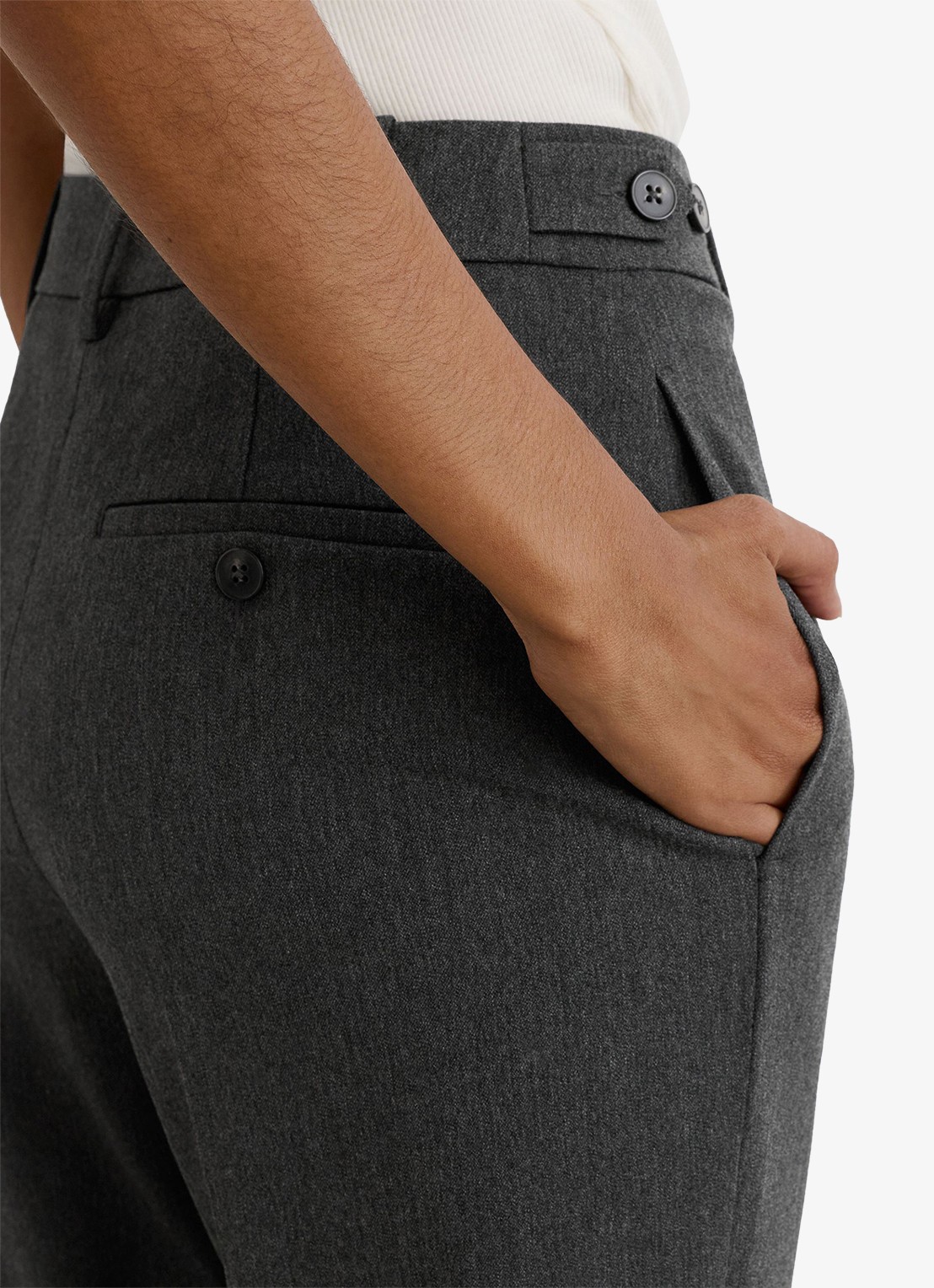 Reiss Lina high waist straight fit pantalon met persplooi - detail 5 grijs