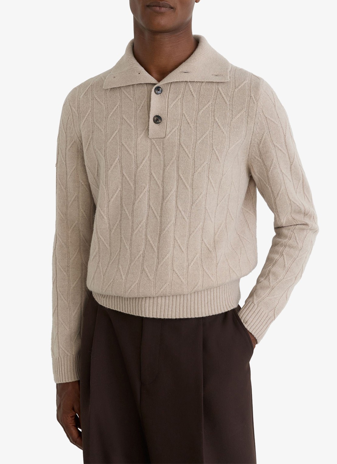 Reiss Littleton ribgebreide trui van wol - detail oatmeal / beige
