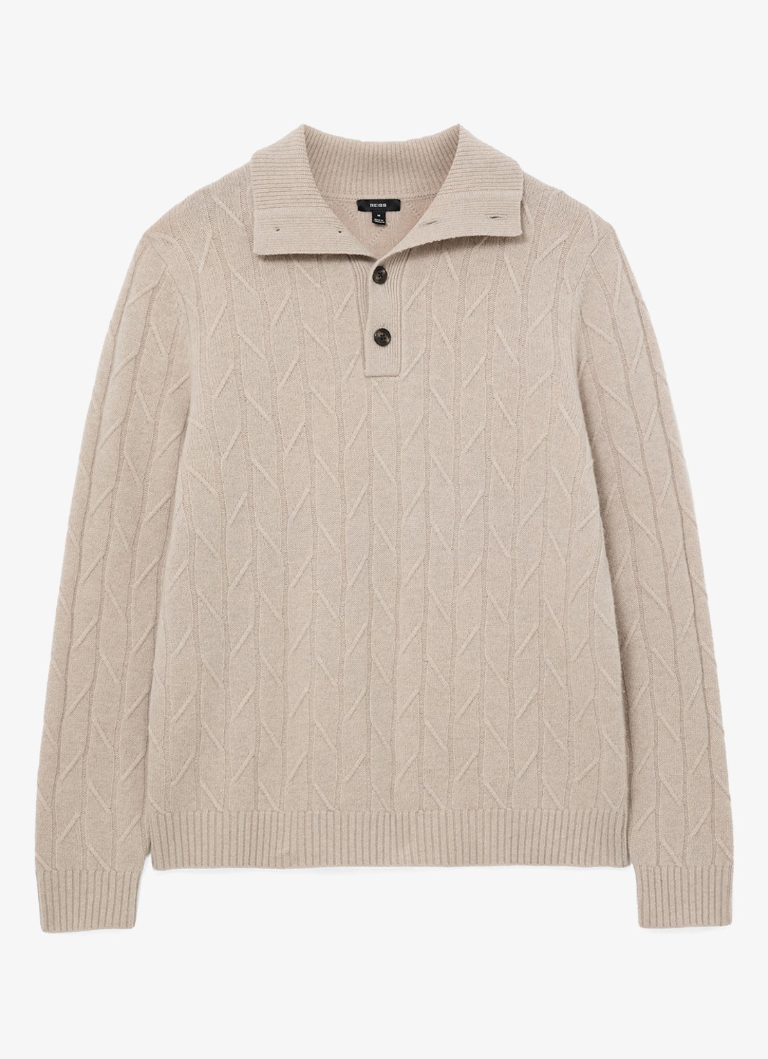Reiss Littleton ribgebreide trui van wol - voorkant 5 oatmeal / beige