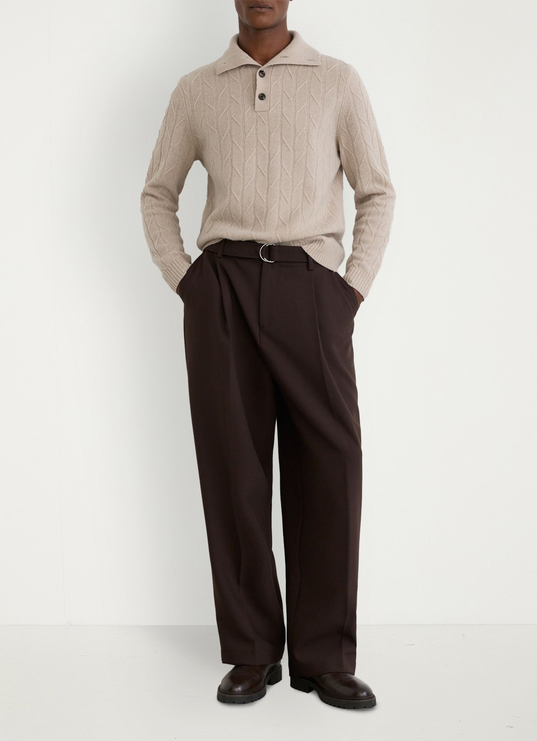 Reiss Littleton ribgebreide trui van wol - voorkant 6 oatmeal / beige