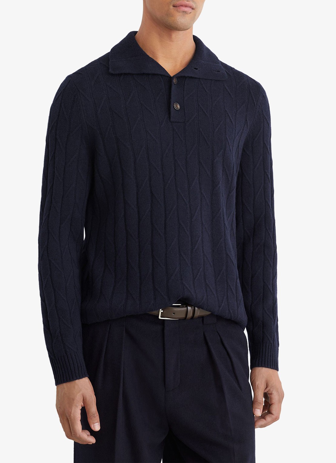 Reiss Littleton ribgebreide trui van wol - detail 2 navy / blauw