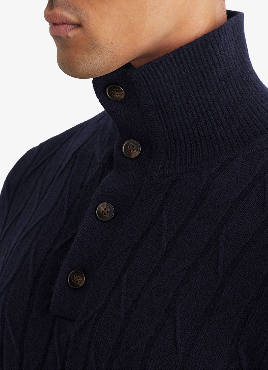 Reiss Littleton ribgebreide trui van wol - detail 3 navy / blauw