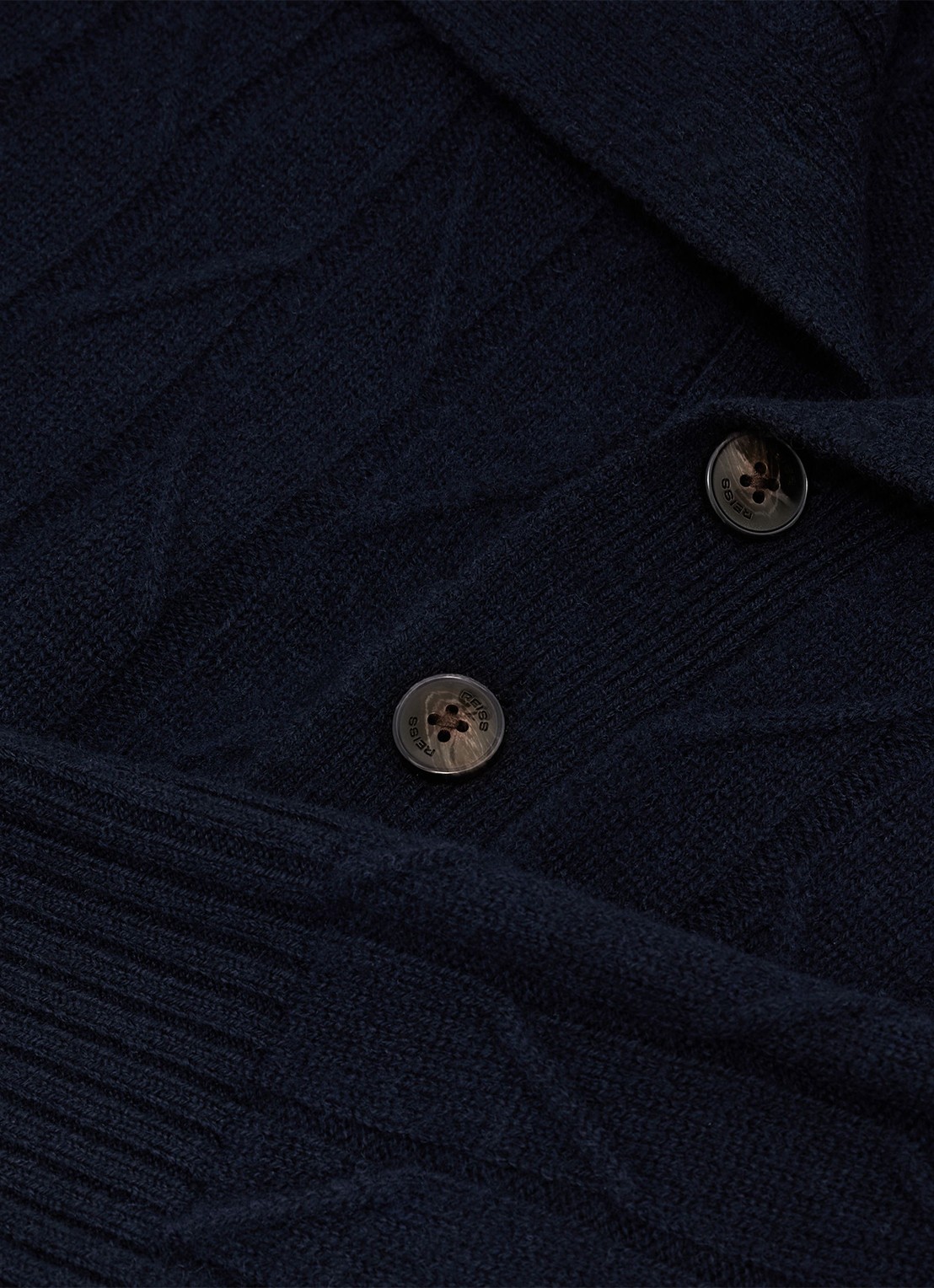 Reiss Littleton ribgebreide trui van wol - detail 4 navy / blauw