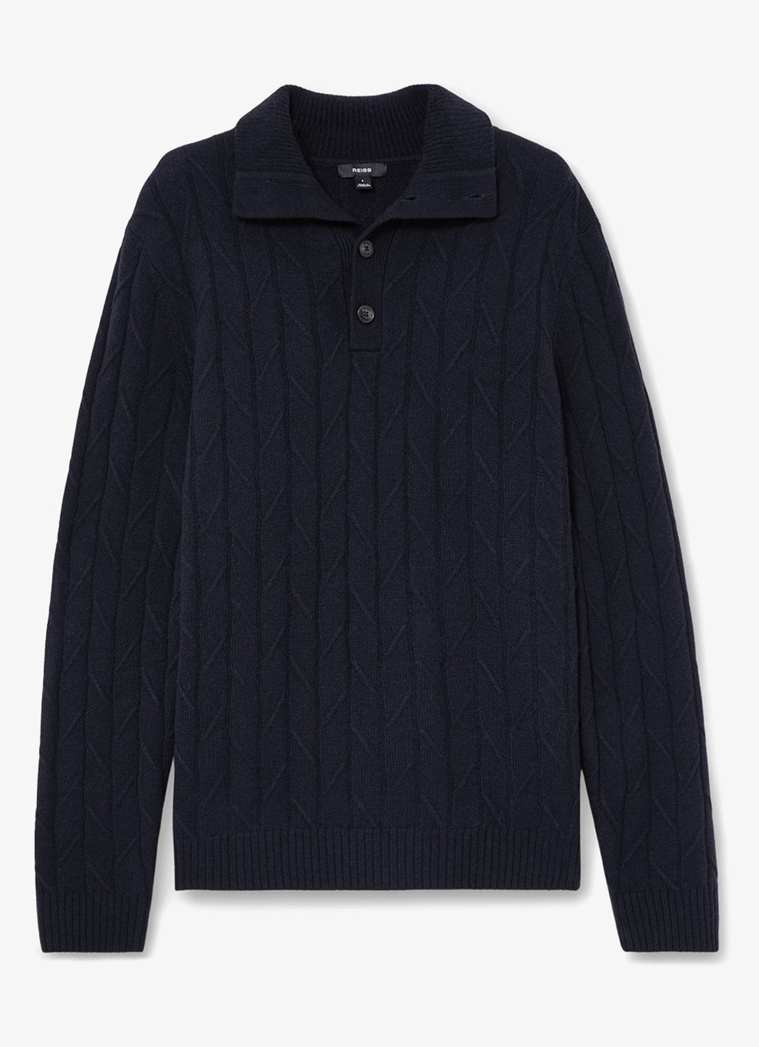 Reiss Littleton ribgebreide trui van wol - voorkant 5 navy / blauw