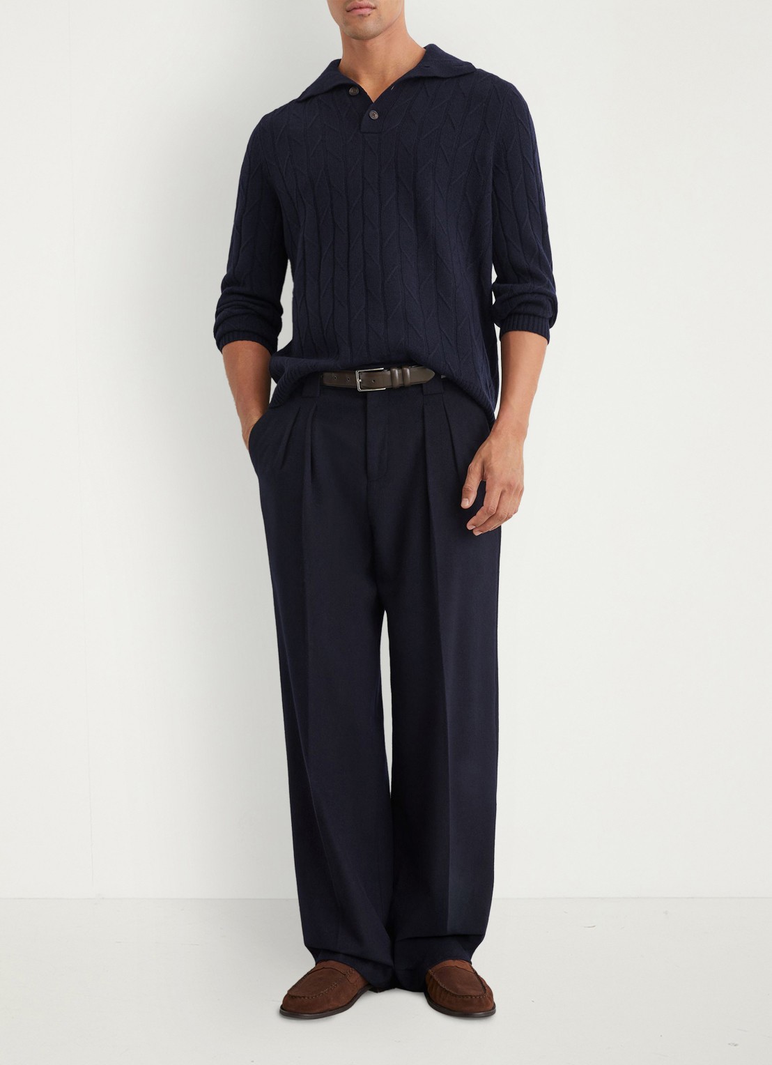Reiss Littleton ribgebreide trui van wol - voorkant 6 navy / blauw