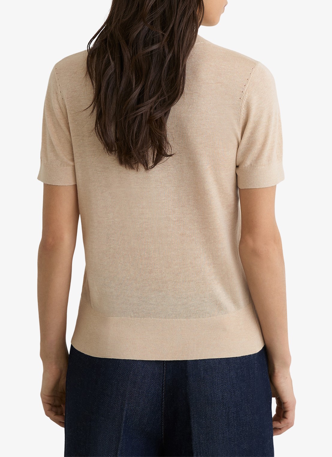 Reiss Livy fijngebreide top in linnenblend - achterkant 7 beige