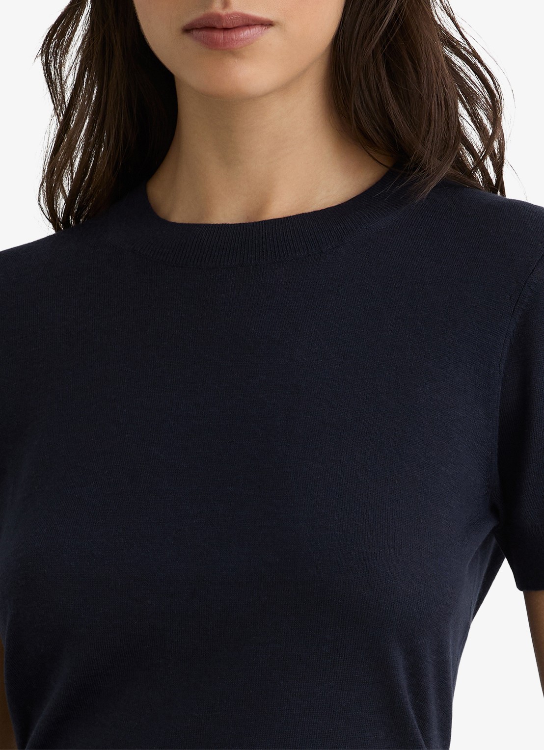 Reiss Livy fijngebreide top in linnenblend - detail 5 donkerblauw