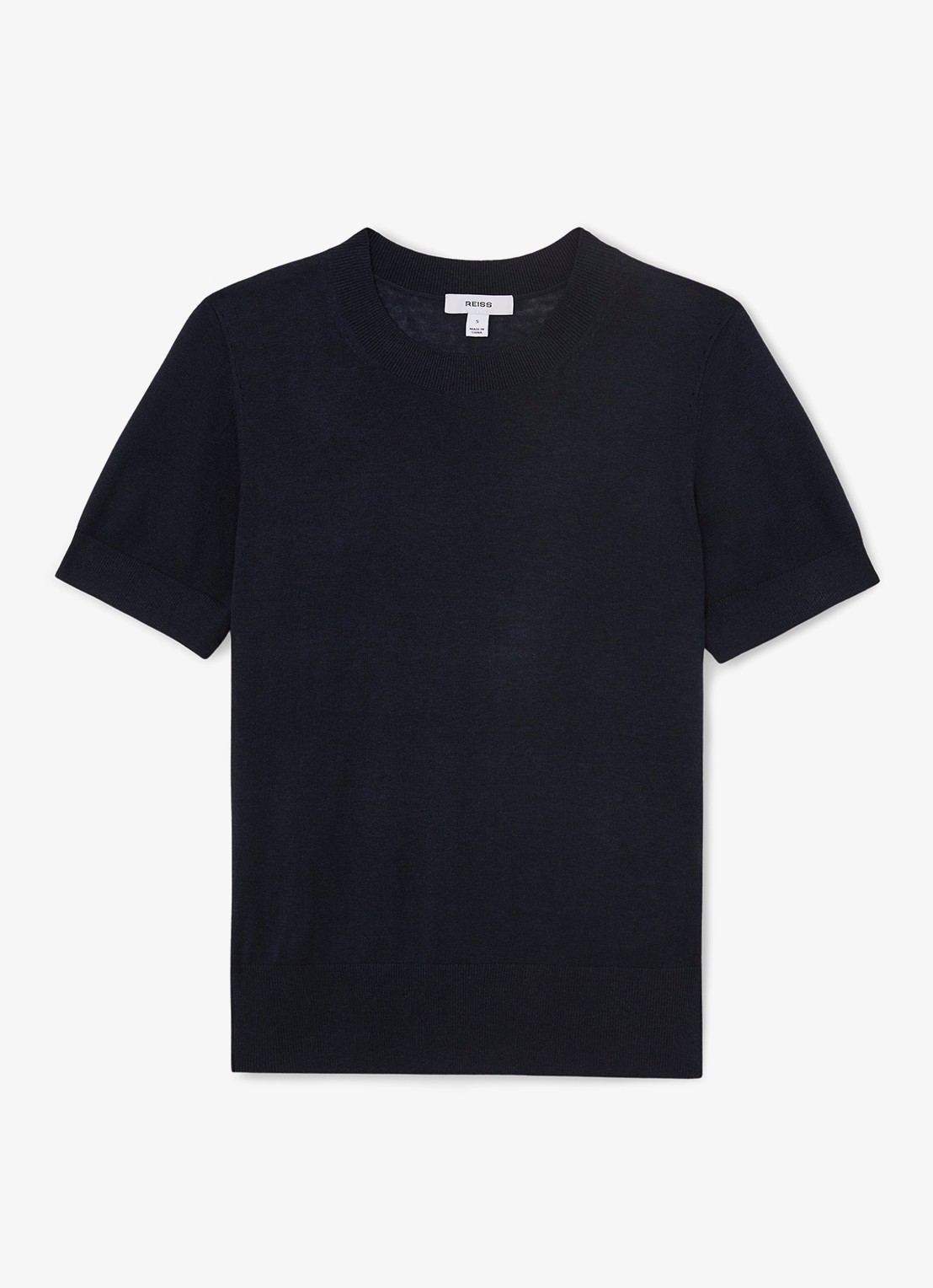 Reiss Livy fijngebreide top in linnenblend - voorkant 2 donkerblauw