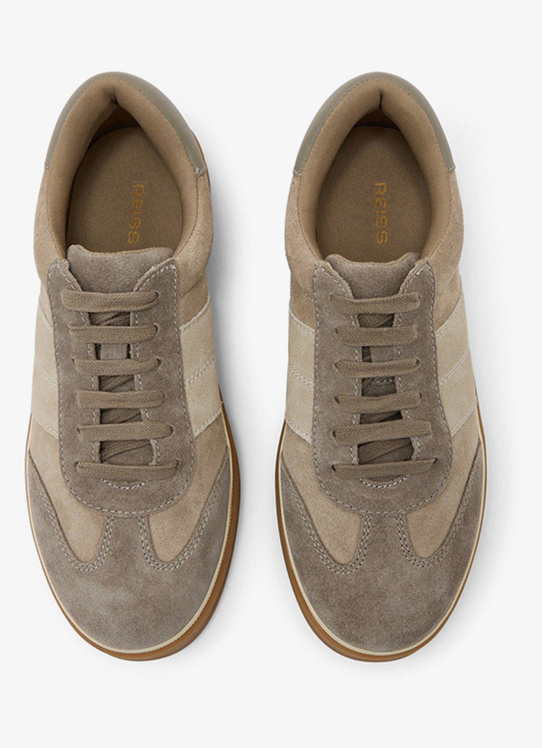 Reiss Lizzie sneaker van suède - detail 2 taupe