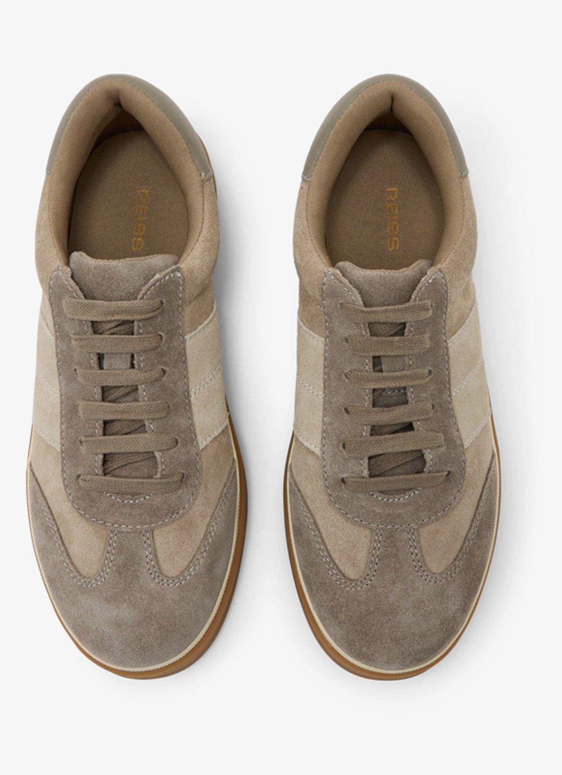 Reiss Lizzie sneaker van suède - detail taupe