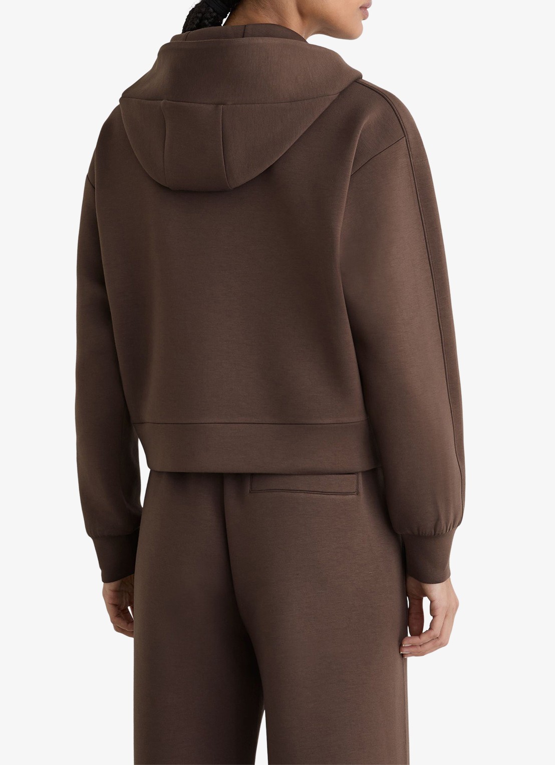 Reiss Lockie hoodie met halve rits - achterkant 5 donkerbruin