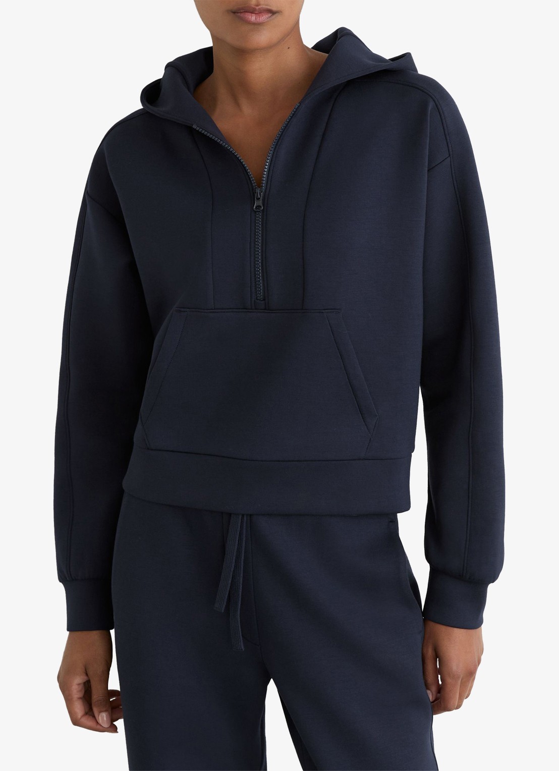 Reiss Lockie hoodie met halve rits - detail 4 blauw