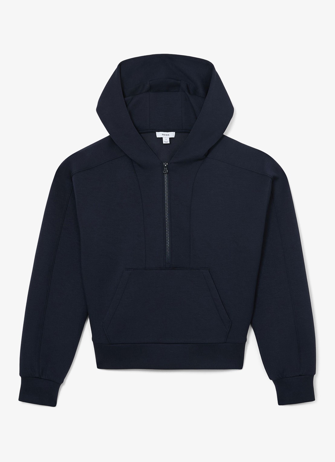 Reiss Lockie hoodie met halve rits - voorkant blauw
