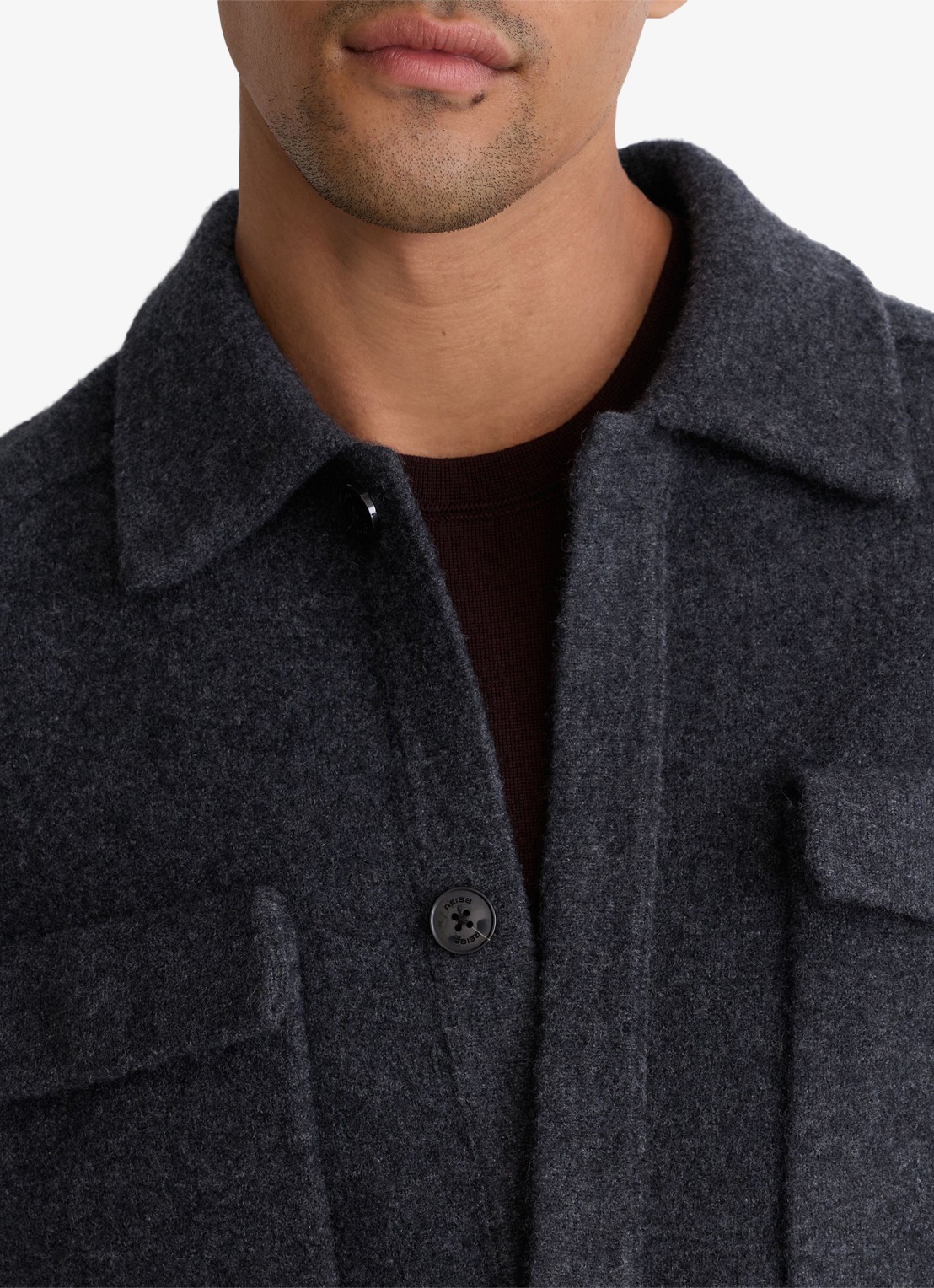 Reiss Lockwood overshirt van wol - detail 2 donkergrijs